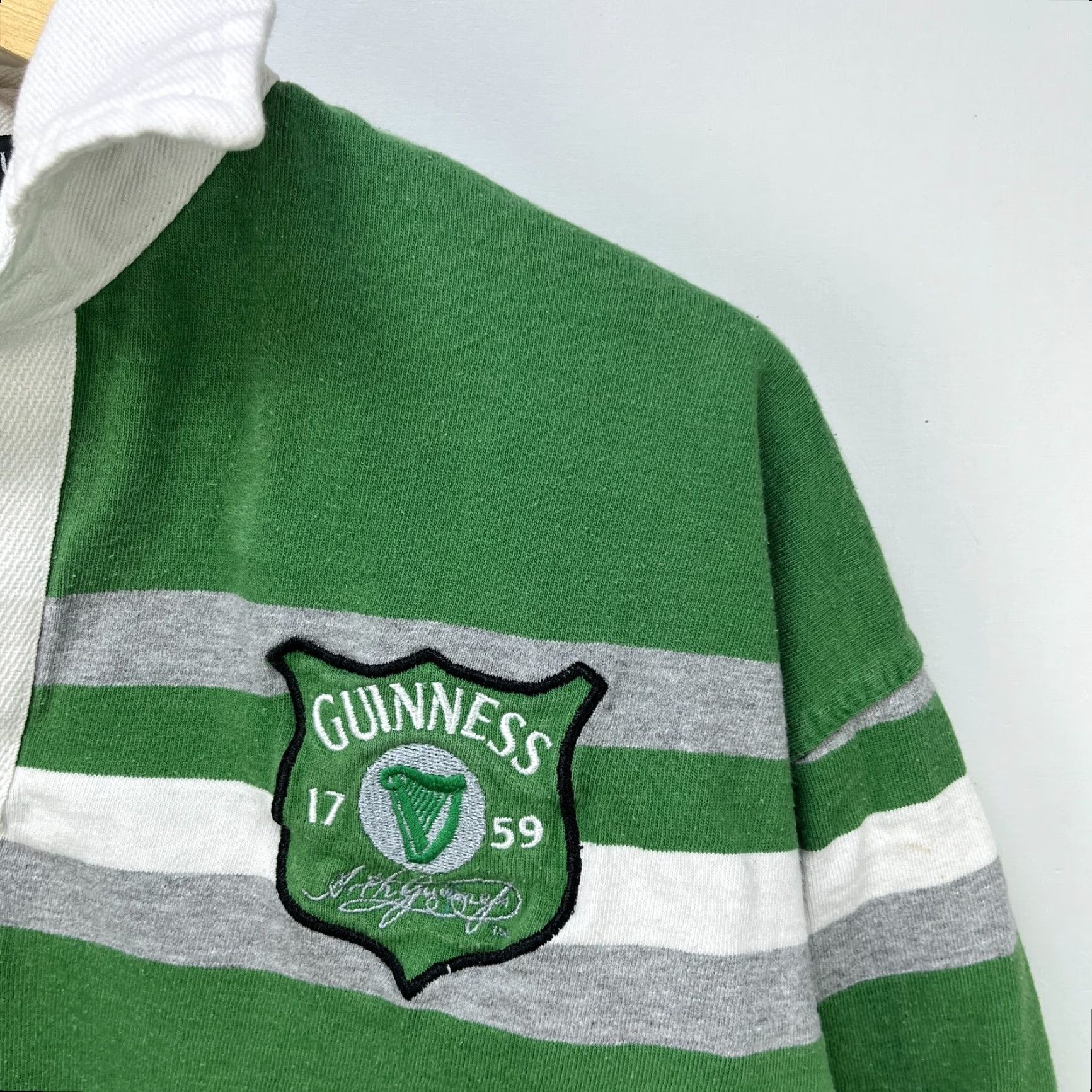 Vintage Vintage Guinness Rugby Polo Long Sleeve Shirt L Gray Crew Neck Mens Shirt Size US L / EU 52-54 / 3 - 3 Thumbnail