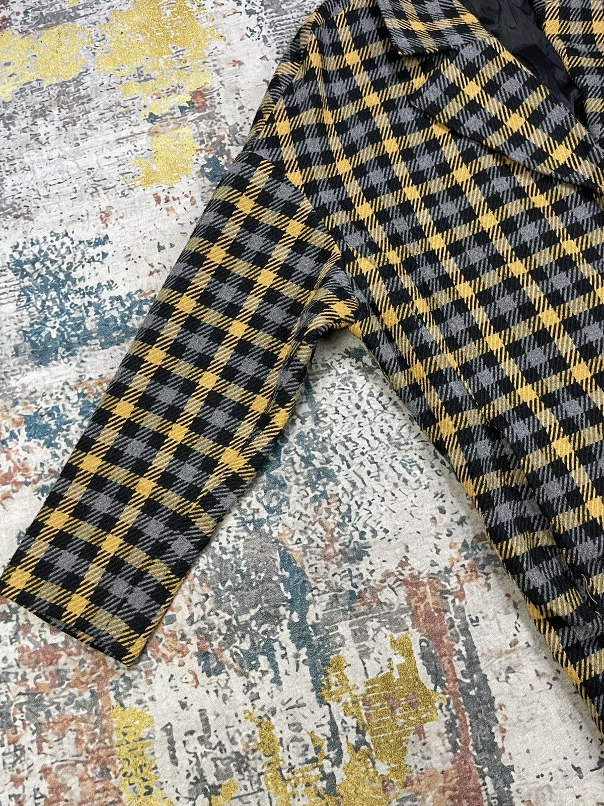 Zara Zara Man Mustard Black Plaid Long Coat Size US M / EU 48-50 / 2 - 8 Thumbnail