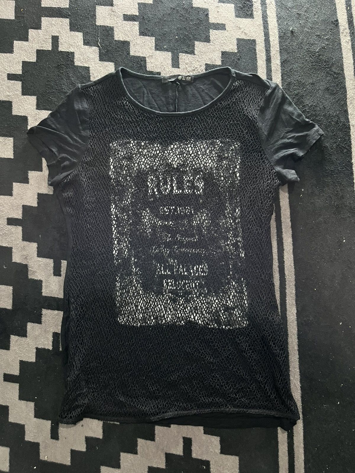 Hysteric Glamour Blue pepe poem mesh punk vkei tee Size US M / EU 48-50 / 2 - 1 Thumbnail