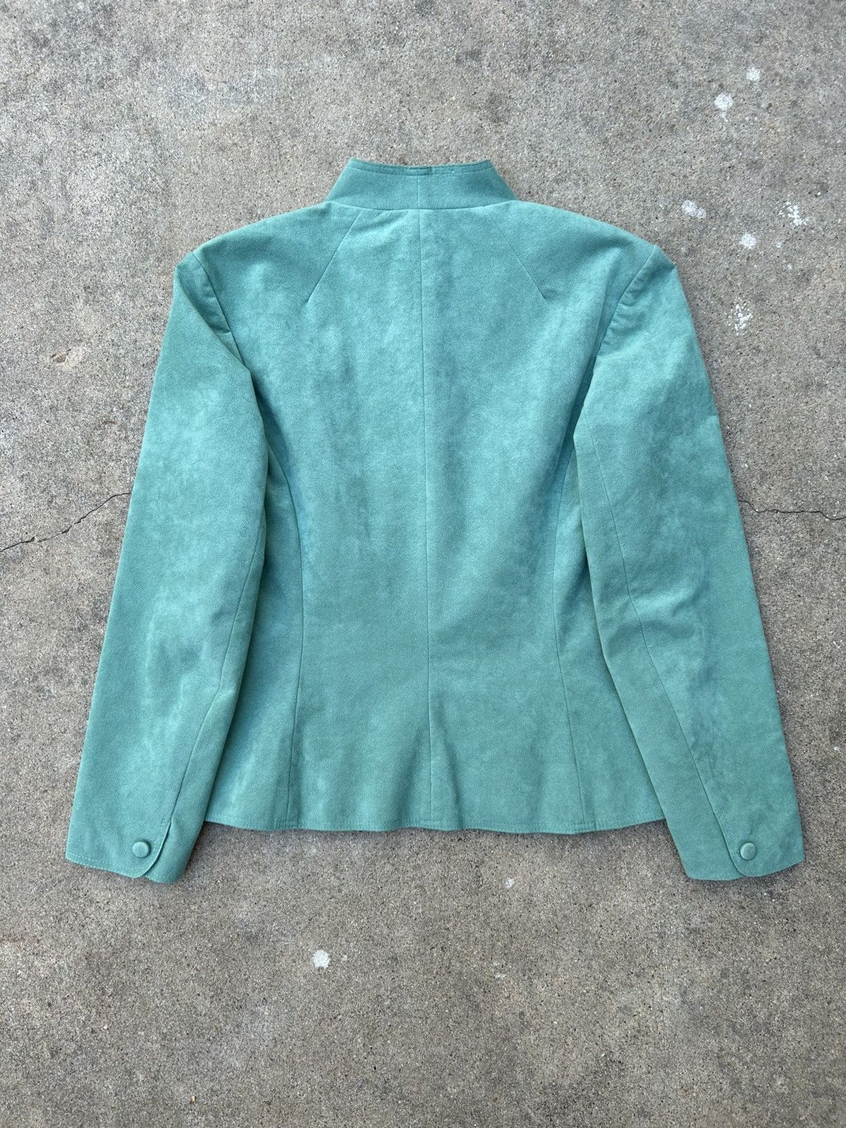 Vintage 1970s Adolph Schuman For Lilli Ann Turquoise Suede Blazer Size S / US 4 / IT 40 - 2 Thumbnail
