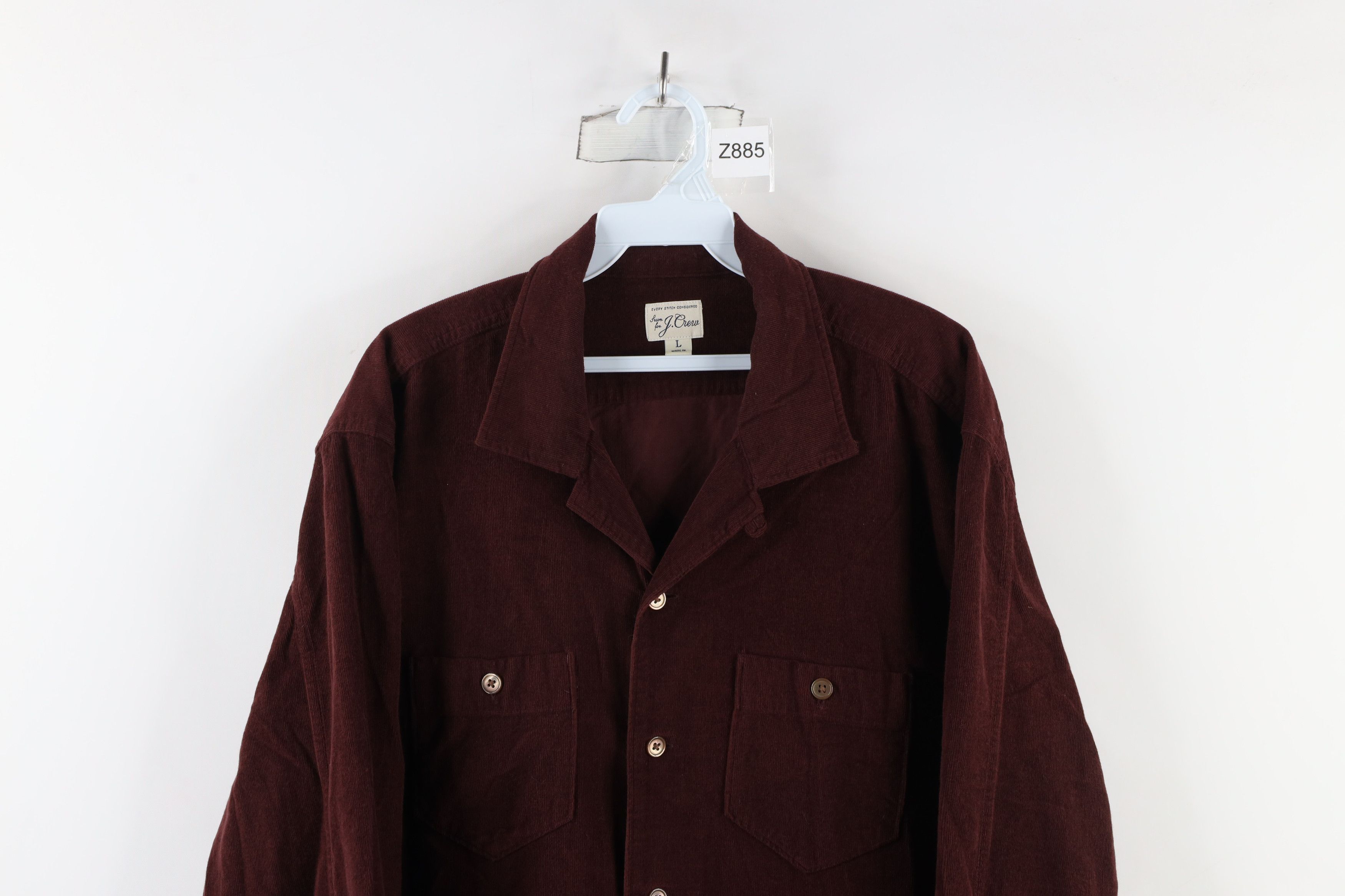 J.Crew × Vintage J Crew Collar Corduroy Double Pocket Button Shirt Burgundy Size US L / EU 52-54 / 3 - 2 Thumbnail