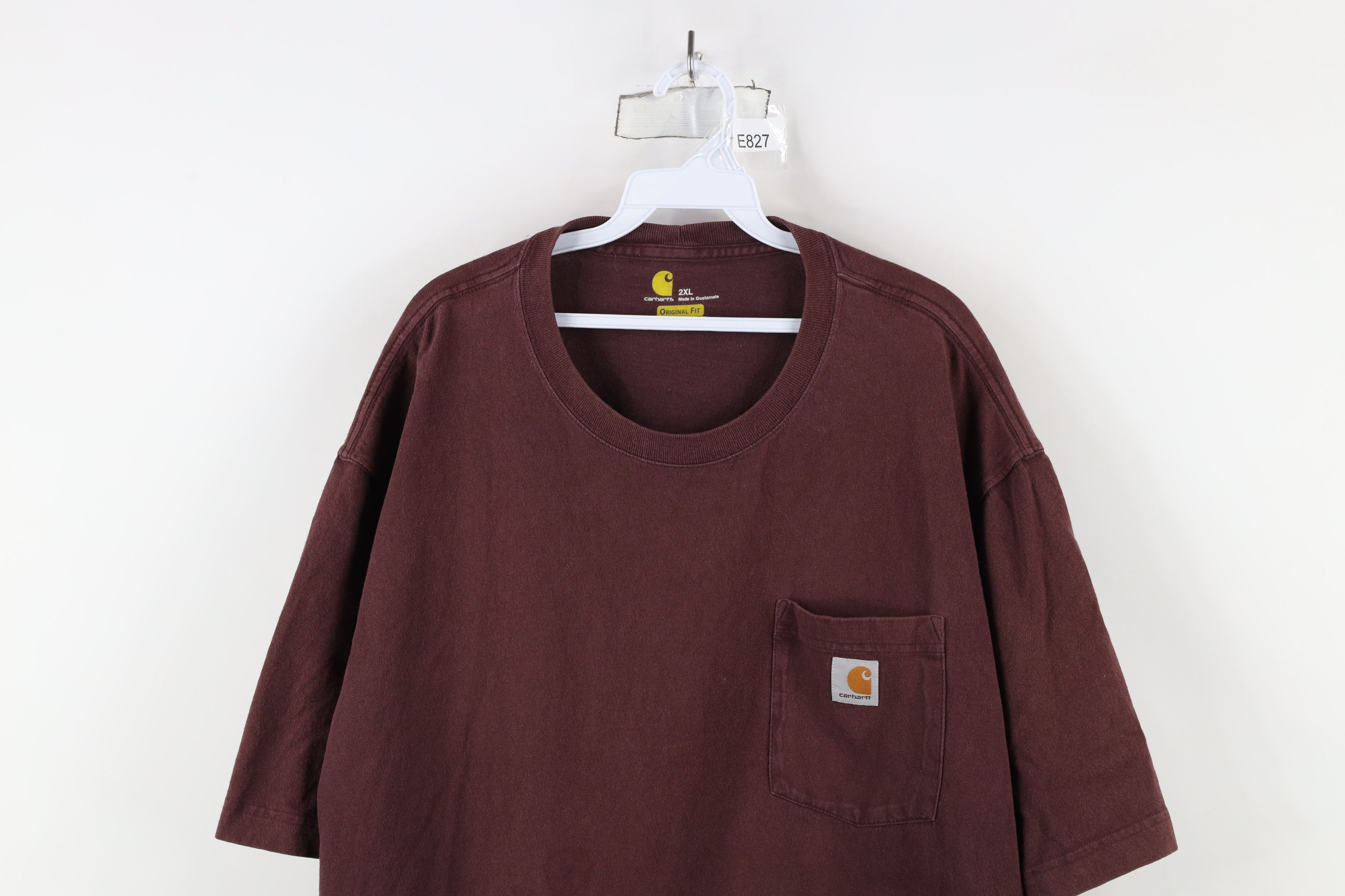 Carhartt × Vintage Vintage Carhartt Spell Short Sleeve Pocket T-Shirt Burgundy Size US XXL / EU 58 / 5 - 2 Thumbnail