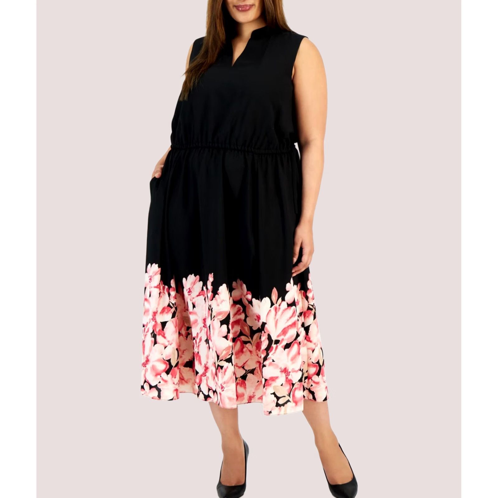 Anne Klein Anne Klein Dress Jenna Border-Hem Elastic-Waist 2X black Womens Size XXL / US 16-18 / IT 52-54 - 1 Thumbnail