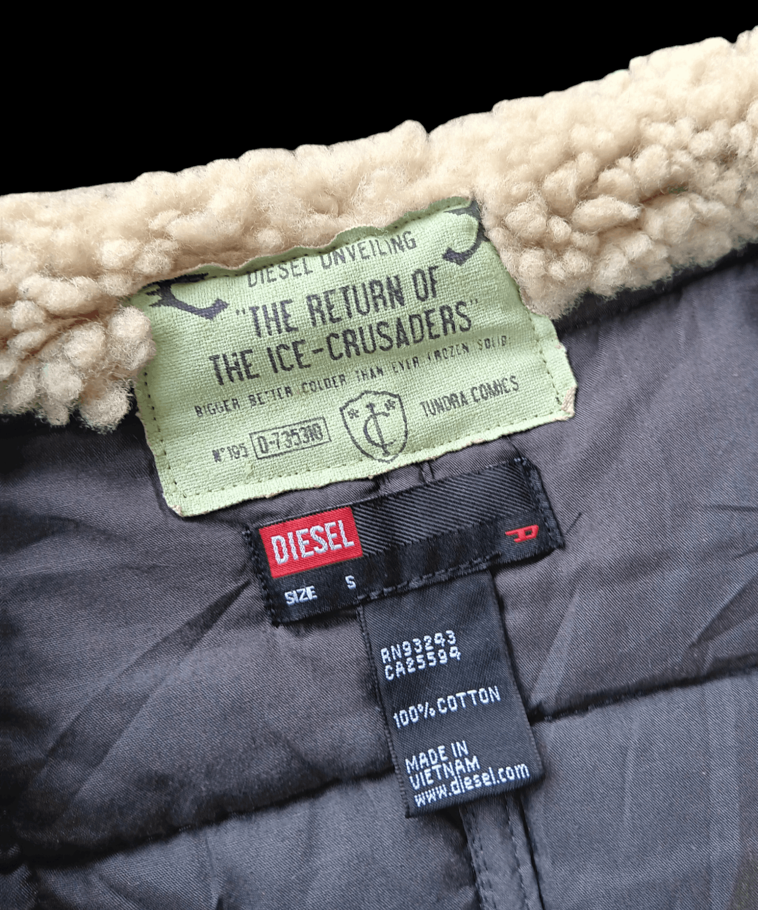 Diesel 2000's Diesel collared shearling quilted jacket Size US S / EU 44-46 / 1 - 5 Thumbnail