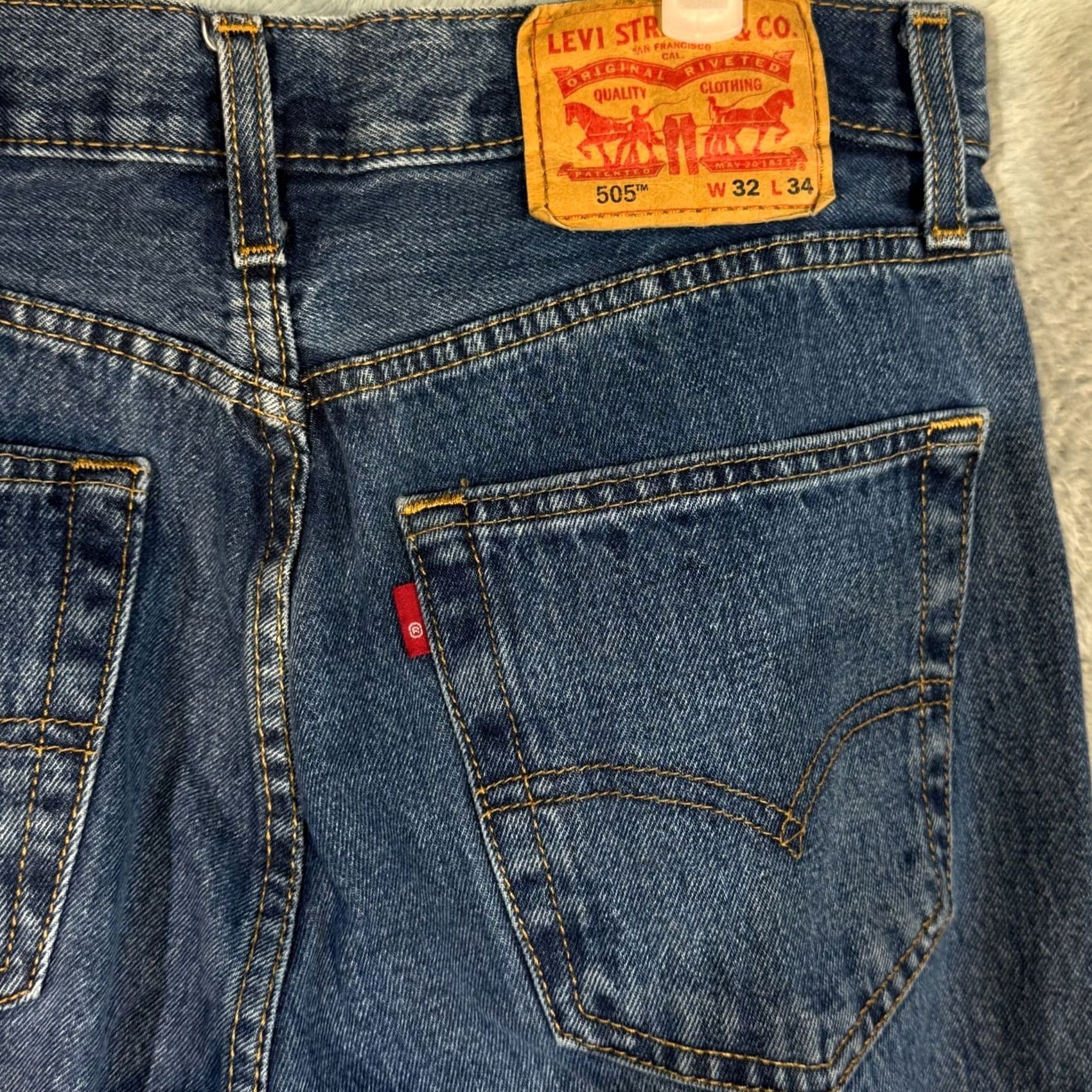 Levi's Levi’s 505 Men’s Jeans 32x34 Blue Denim Stretch Mid-Rise Straight Leg Jeans Shirt? Size US 32 / EU 48 - 7 Thumbnail