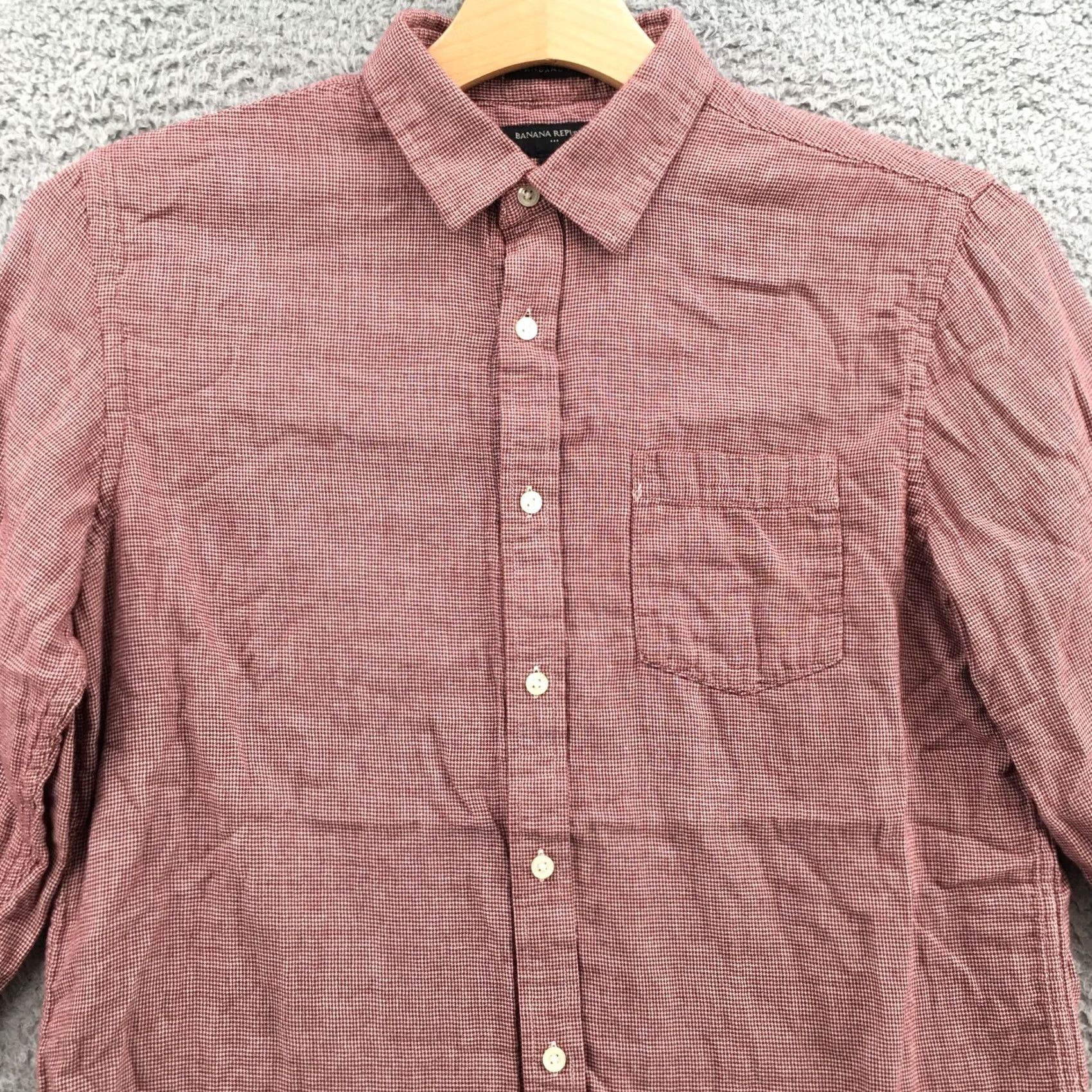 Banana Republic Banana Republic Button-Up Long Sleeve Shirt Mens L Red Cotton Collared Pocket Shirt Size US L / EU 52-54 / 3 - 3 Thumbnail