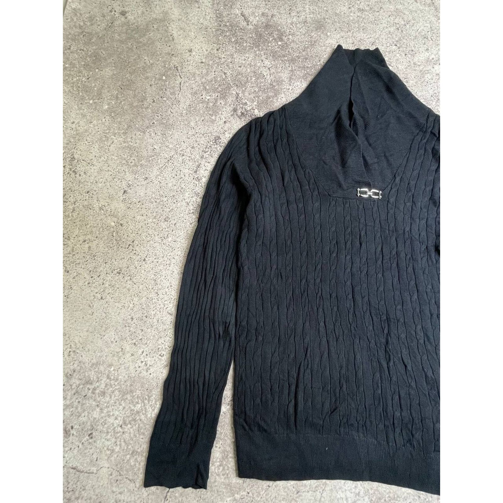 Vintage Vintage Karen Scott Black Cable Knit Sweater with Metal Size S / US 4 / IT 40 - 3 Thumbnail