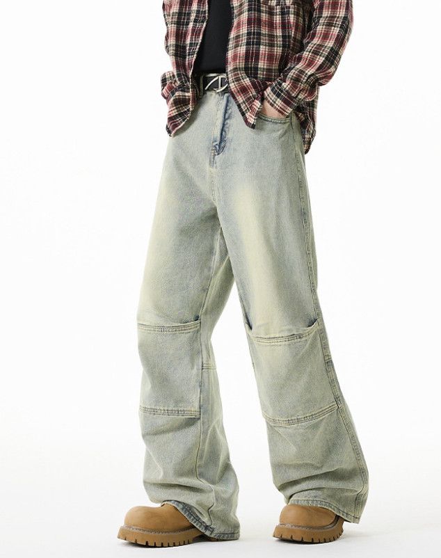 Japanese Brand American retro hip-hop washed workwear patchwork jeans Size US 32 / EU 48 - 2 Thumbnail