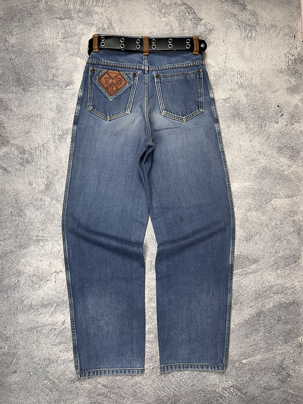Yves Saint Laurent Yves Saint Laurent Leather Patch Denim Pants Size US 27 - 1 Thumbnail