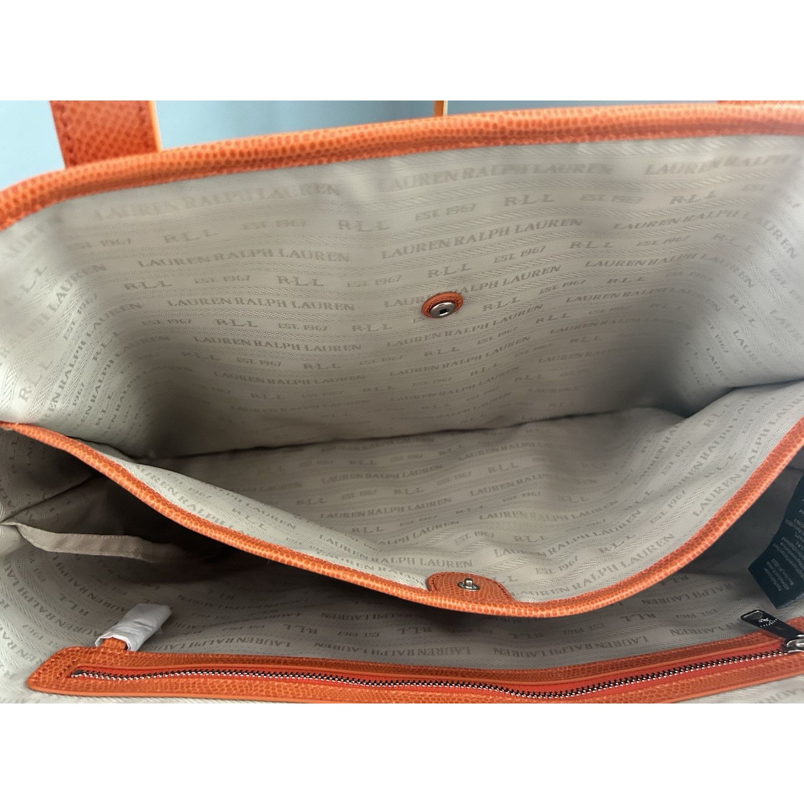 Lauren Ralph Lauren New Ralph Lauren Orange Newton Classic Tote Bag Snakeskin Size ONE SIZE - 6 Thumbnail