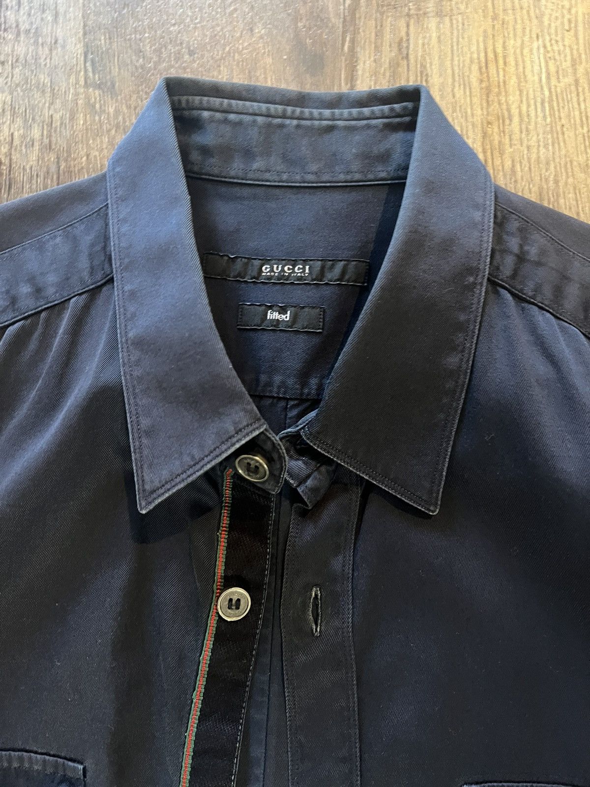 Gucci Navy blue Gucci button up Size US L / EU 52-54 / 3 - 3 Thumbnail