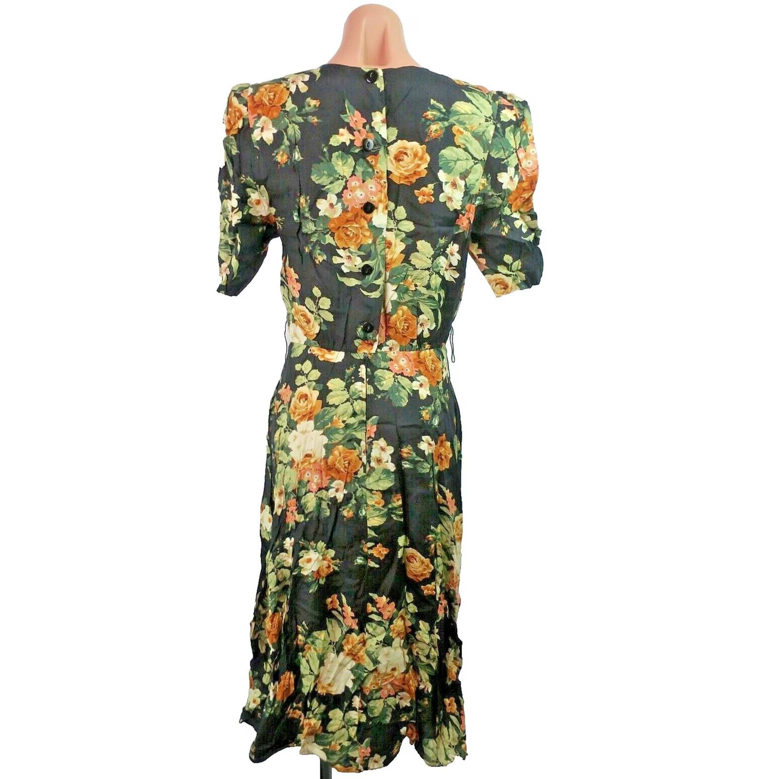 Vintage VINTAGE Ed Michaels Sundress Shirt? Maxi Flare Rayon Floral Black Sleeveless 7/8 1990s Womens Girls? Size M / US 6-8 / IT 42-44 - 2 Thumbnail