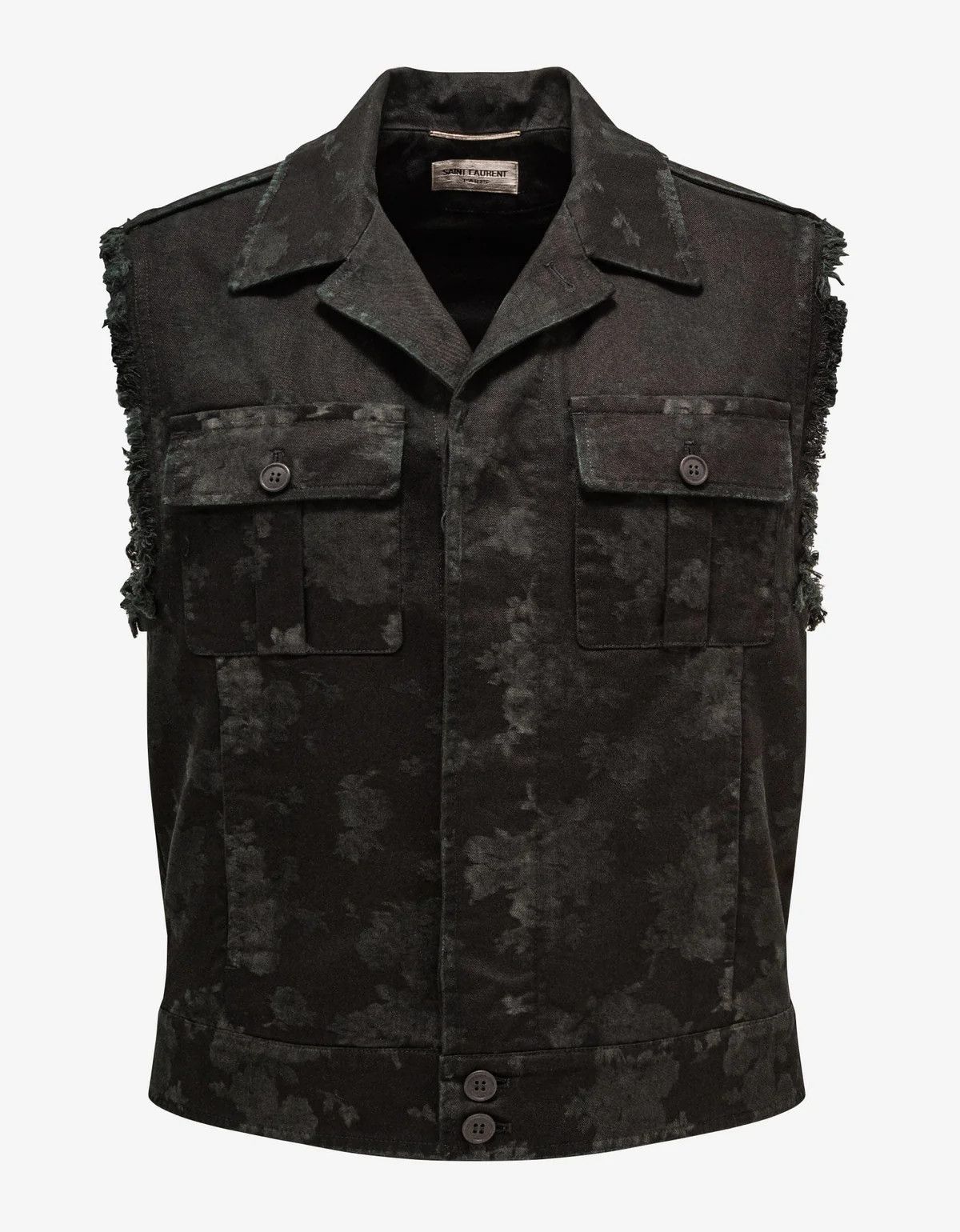 Saint Laurent Paris o1s1wg110824 Sleeveless Jacket Cotton Gabardine in Black Size US S / EU 44-46 / 1 - 2 Thumbnail