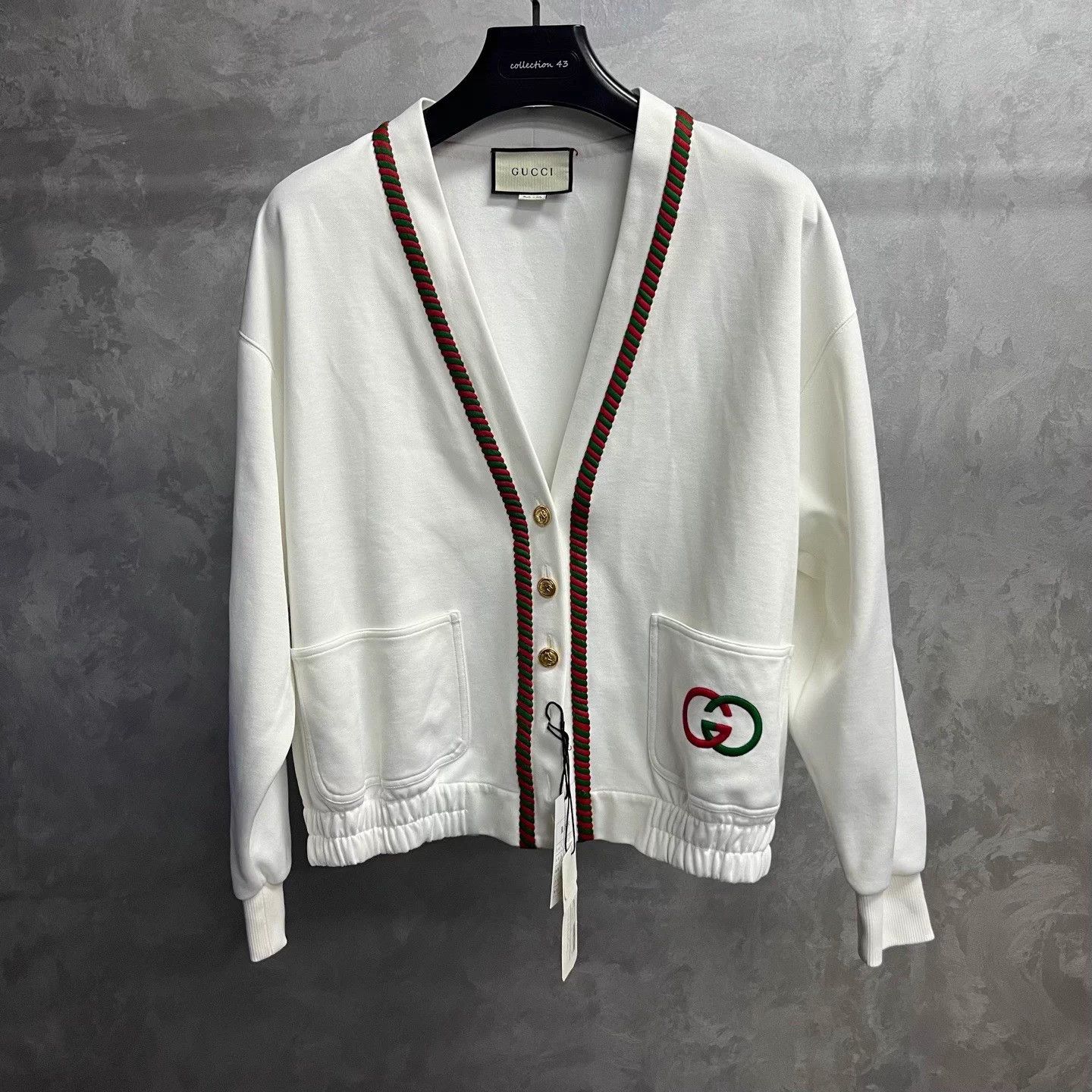 Gucci Gucci white cable-knit embroidered V-neck knit top. Size S / US 4 / IT 40 - 1 Thumbnail