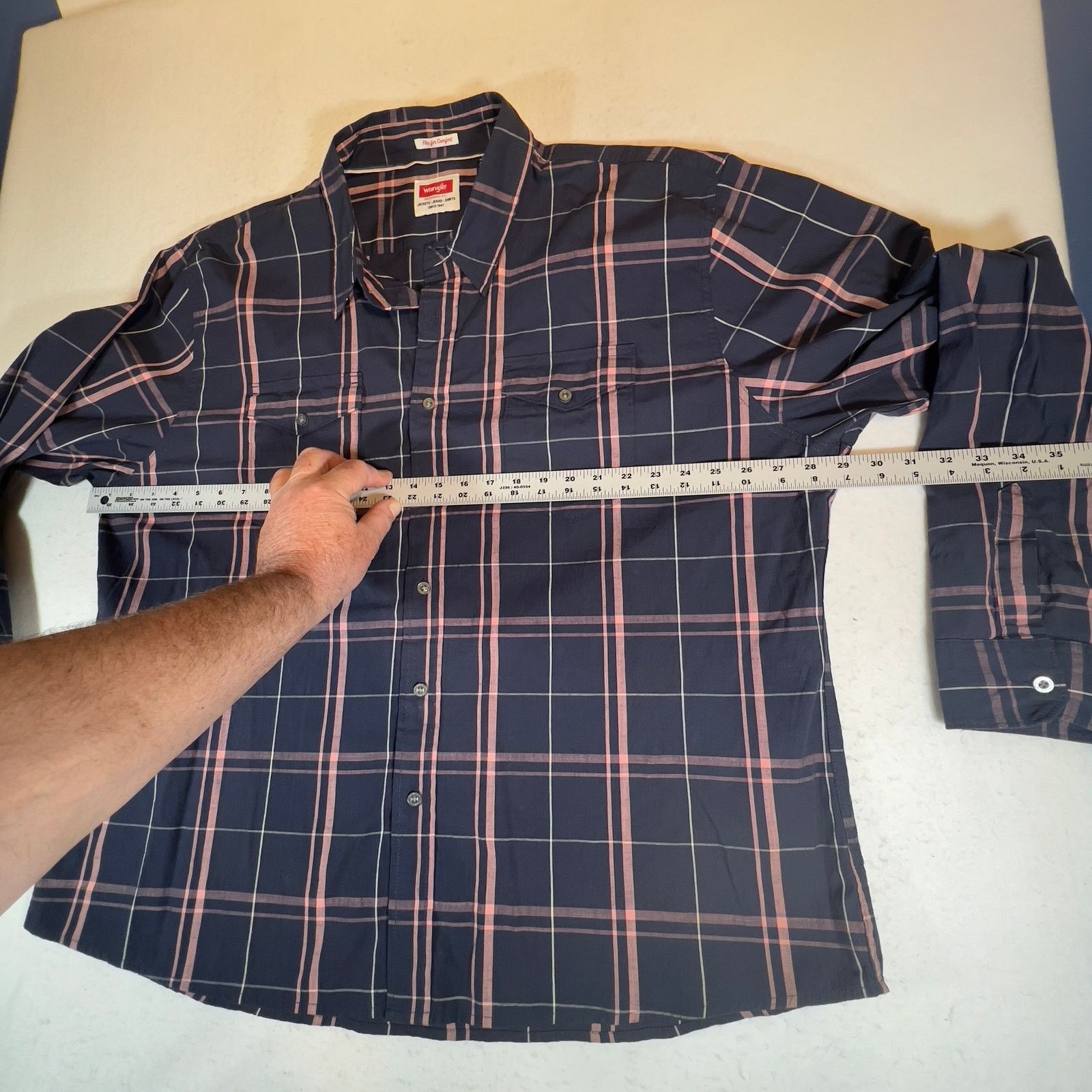 Wrangler Wrangler Flex for Comfort Button Down Shirt Men 3XL Blue Size US XXL / EU 58 / 5 - 6 Thumbnail