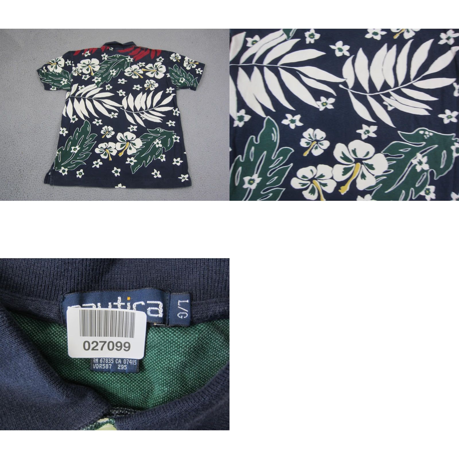 Nautica VINTAGE Nautica Polo Shirt Mens L Blue Floral Tropical 90s Golf Shirt Size US L / EU 52-54 / 3 - 8 Thumbnail
