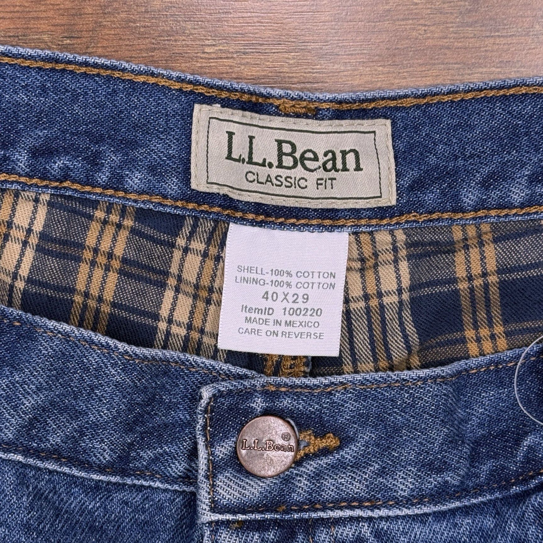 Vintage L.L. Bean Jeans Mens 40x29 Classic Fit Denim Blue 5-Pocket Straight Medium Wash Belt Loops 29in Inseam Regular Size New Size US 40 / EU 56 - 6 Thumbnail