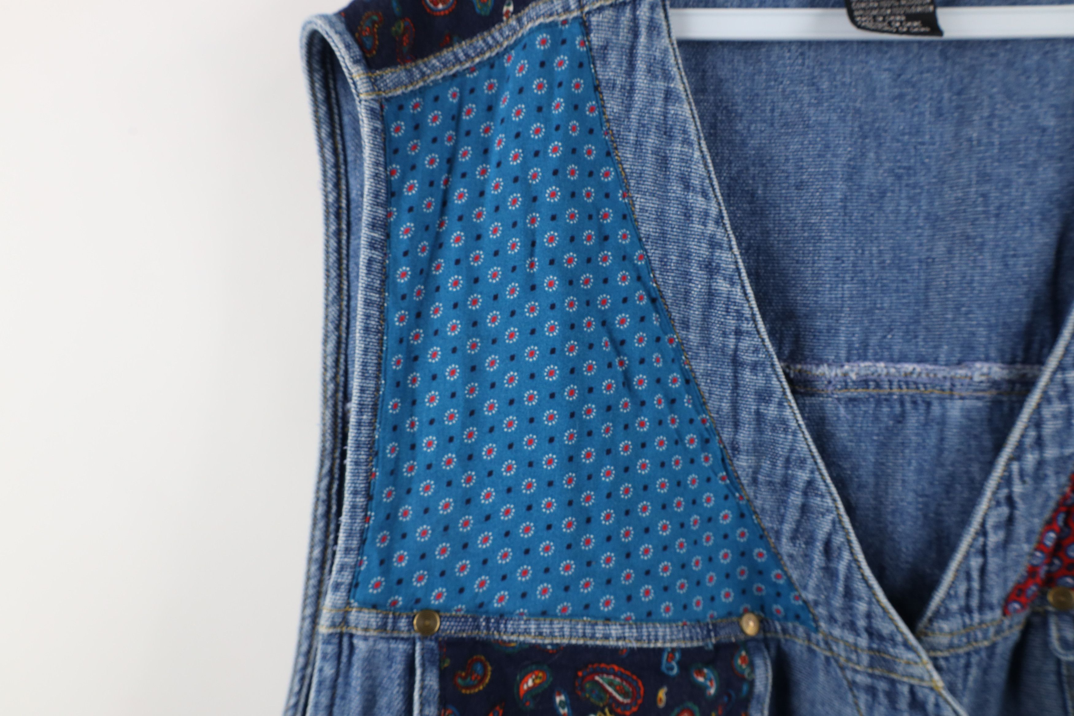 Vintage Vintage 90s Streetwear Patchwork Denim Button Vest Jacket Size 4XL / US 24-26 - 7 Thumbnail