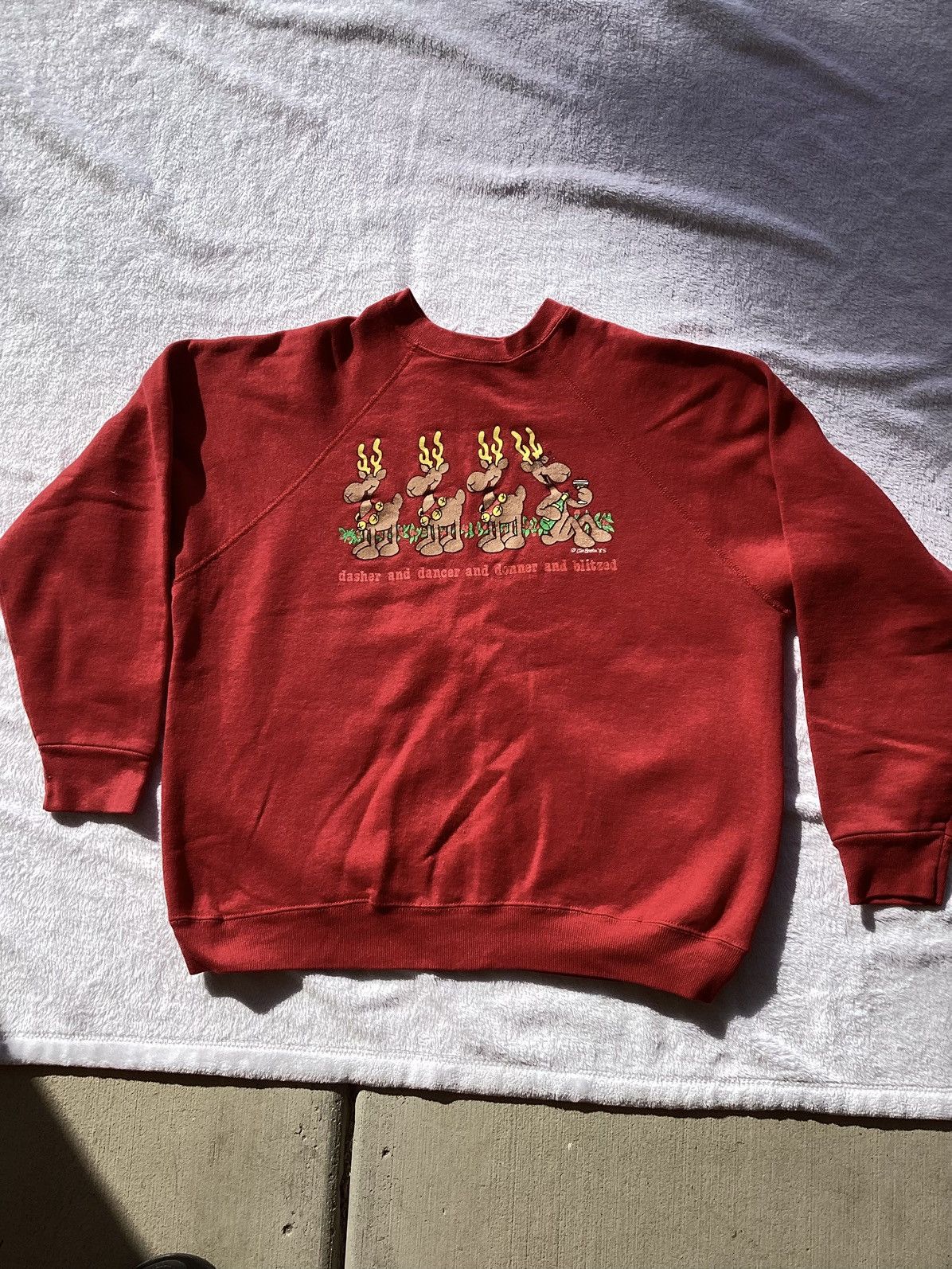 Tultex × Vintage Vintage 1985 Jim Benton Christmas reindeer tultex sweatshirt Size US L / EU 52-54 / 3 - 1 Thumbnail