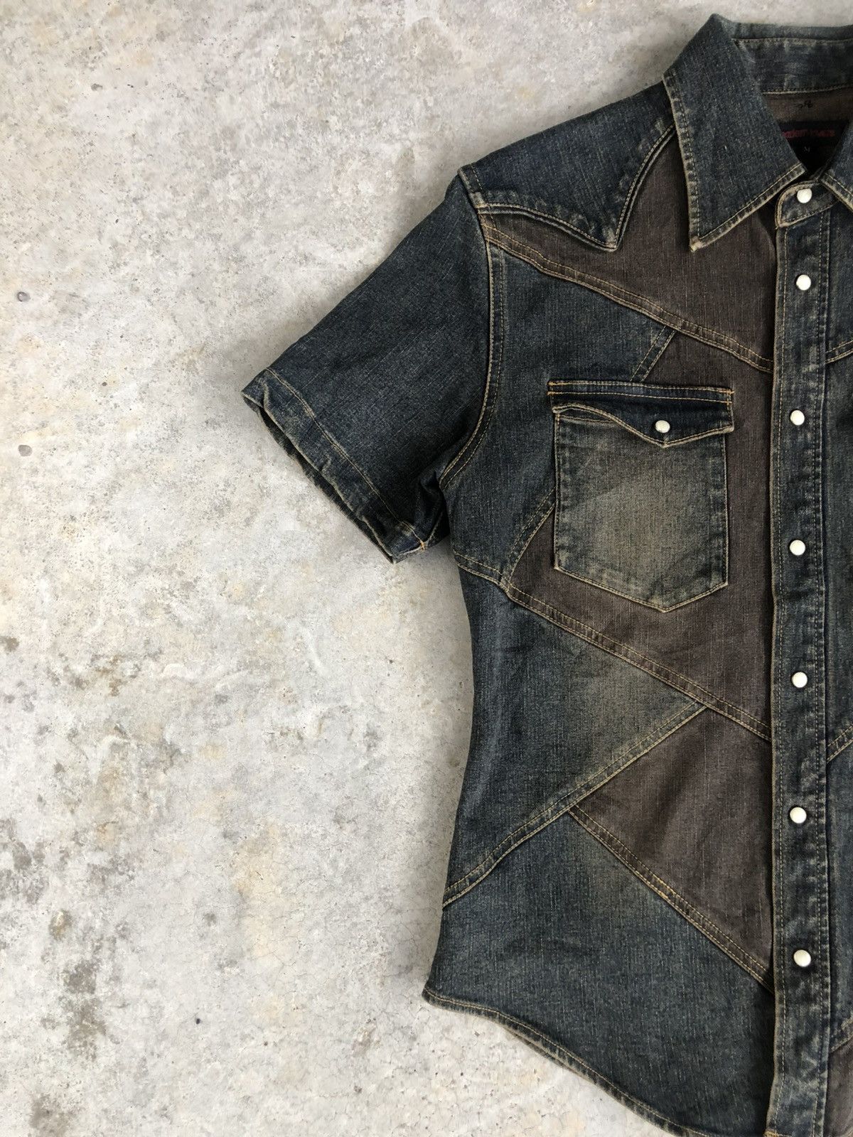 Hysteric Glamour Japanese Modern Lovers Shirt Distressed Denim Patchwork Size US M / EU 48-50 / 2 - 3 Thumbnail