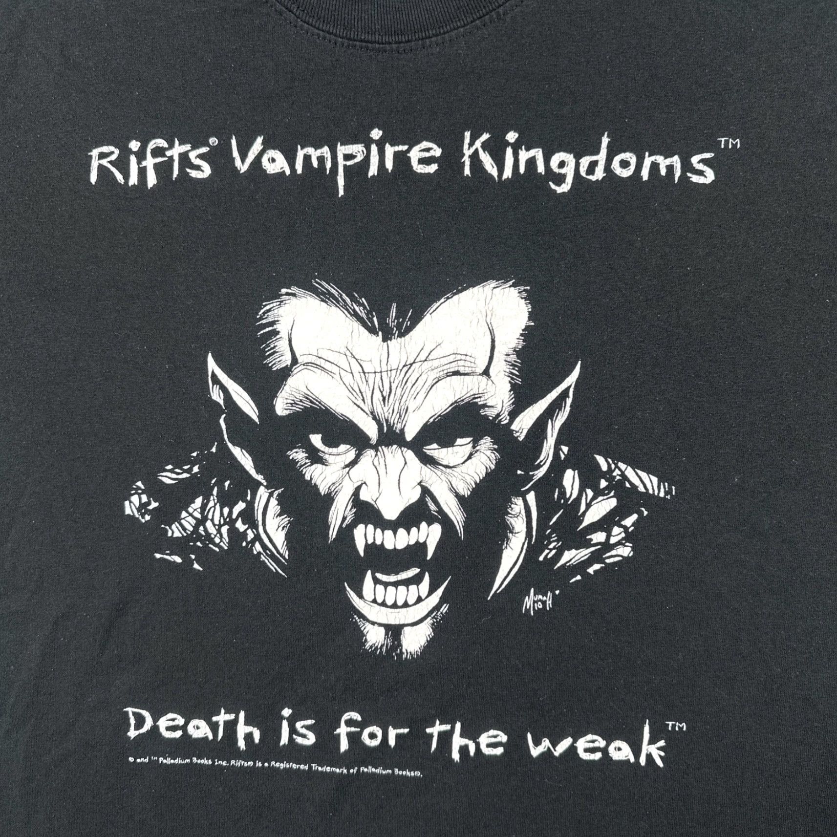 Gildan Gildan Mens Black Shirt Rifts Vampire Kingdom Death Is For The Weak Tee Shirt M Crew Neck Books Size US M / EU 48-50 / 2 - 6 Thumbnail