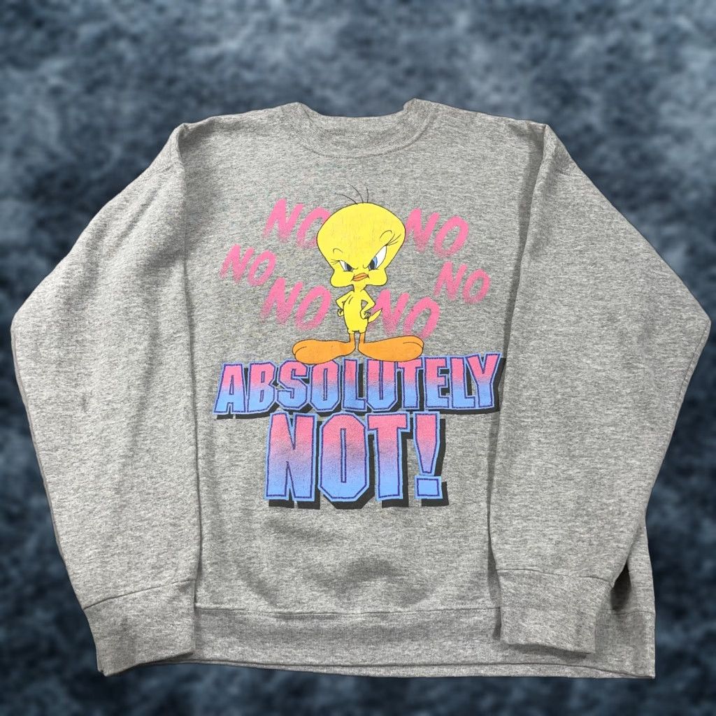 Vintage VINTAGE Looney Tunes Sweatshirt Mens XL Gray Tweety Bird Funny Crewneck 90s Size US XL / EU 56 / 4 - 1 Thumbnail