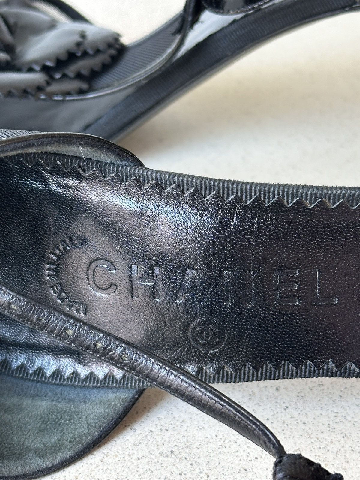 Chanel CHANEL Black Camellia Ankle Strap Mesh Leather Heels 42 Size US 11 / IT 41 - 11 Thumbnail