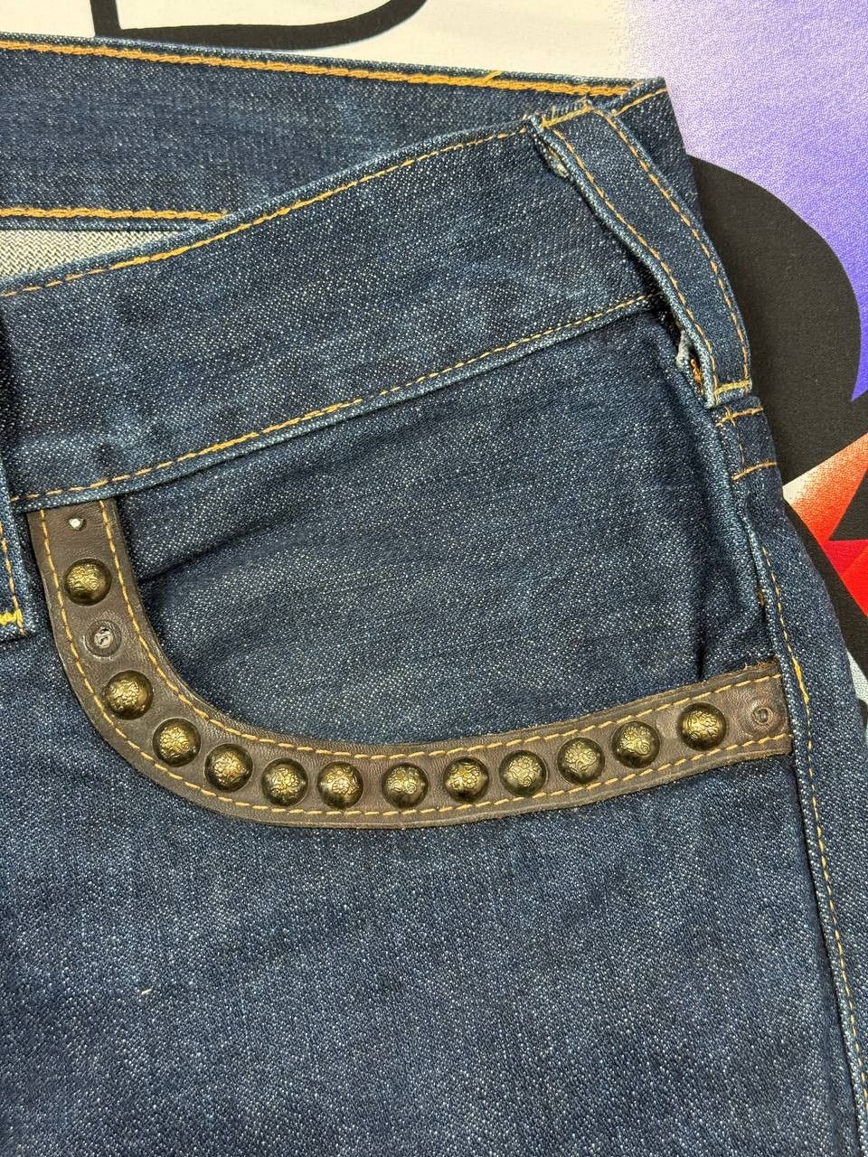 True Religion Vintage True Religion Denim Straight Jeans Leather Flap Size US 34 / EU 50 - 9 Thumbnail