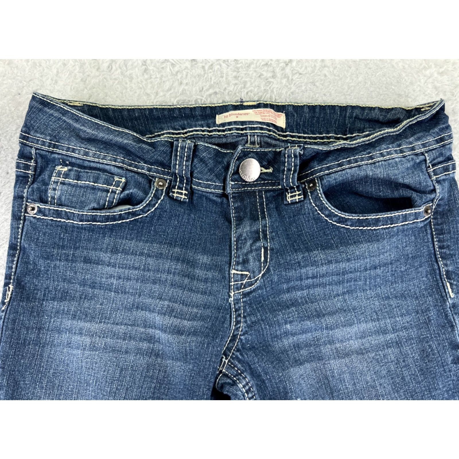 Vintage No Boundaries Jeans Womens 9 Blue Denim Flare Med Wash Ramie Blend 26x30 Size 30" / US 8 / IT 44 - 4 Thumbnail