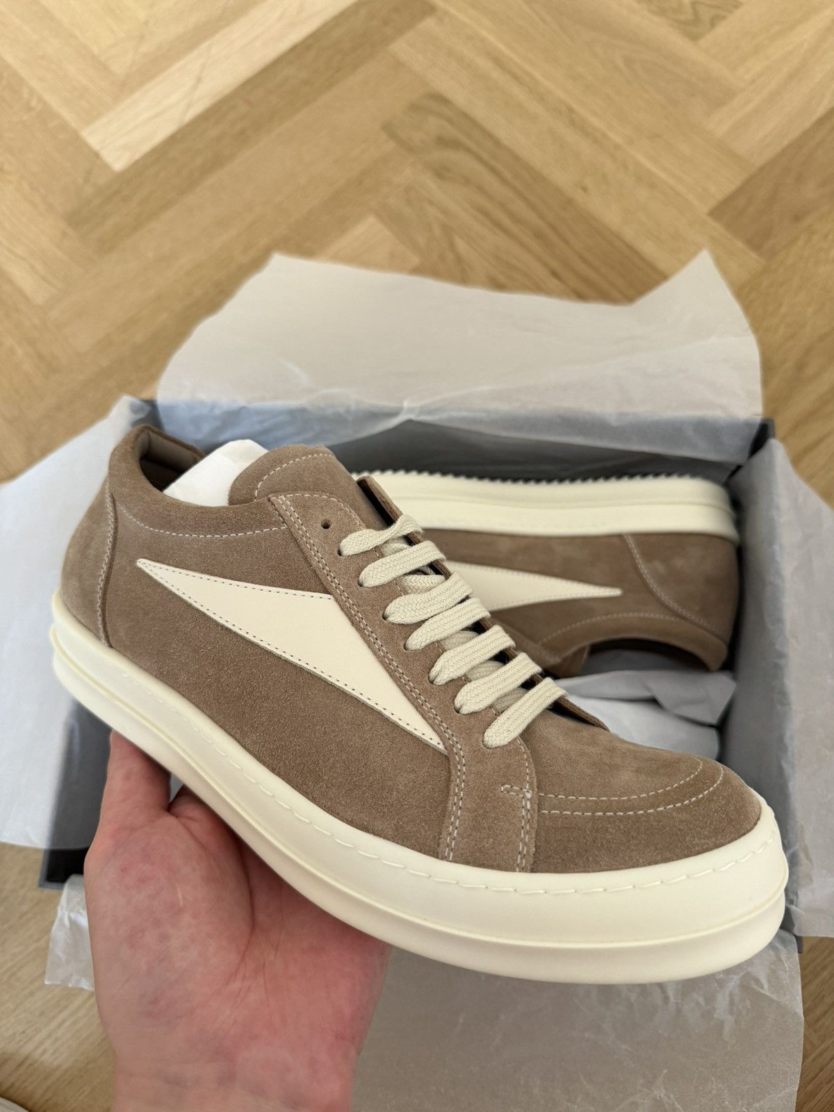Rick Owens Rick Owens Beeige Suede „Vans“ Vintage Sneaker Sz.45 Size US 12 / EU 45 - 1 Thumbnail