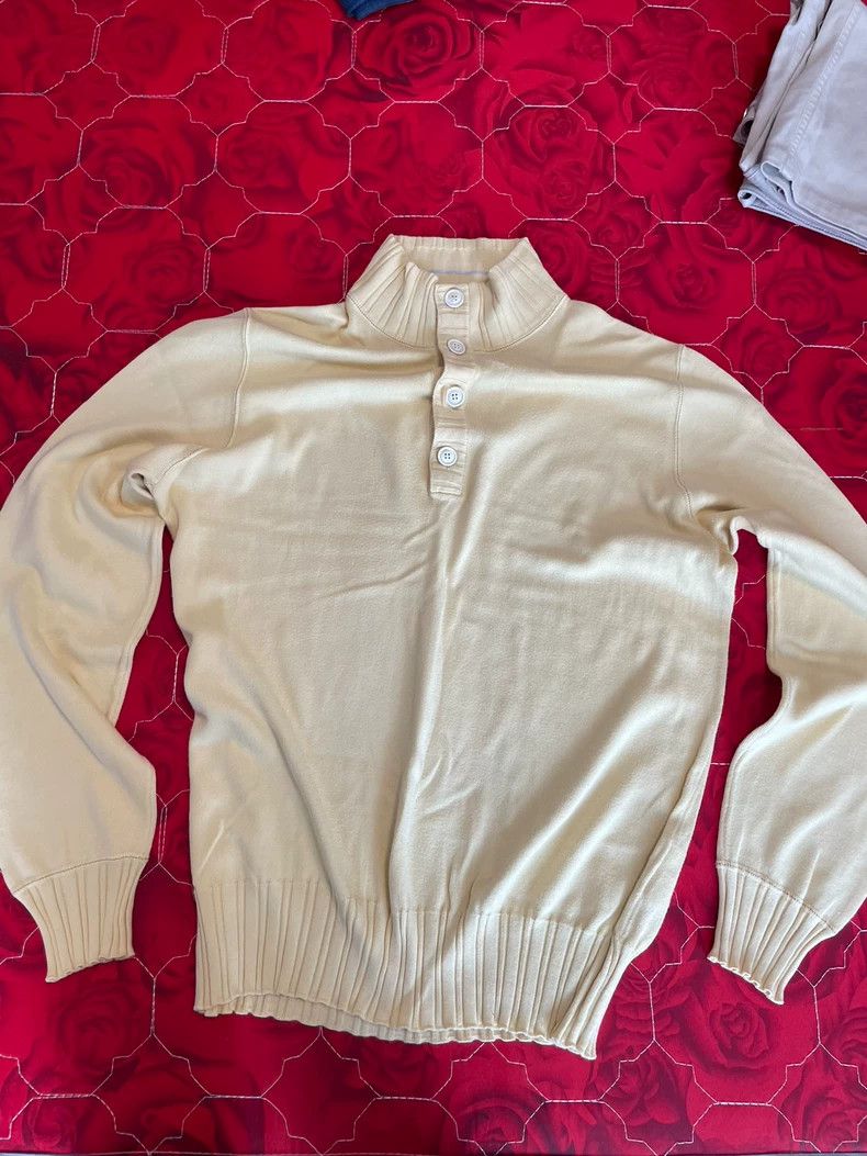 Loro Piana LORO PIANA Pure cotton small high collar casual knit sweat Size L / US 10 / IT 46 - 2 Thumbnail