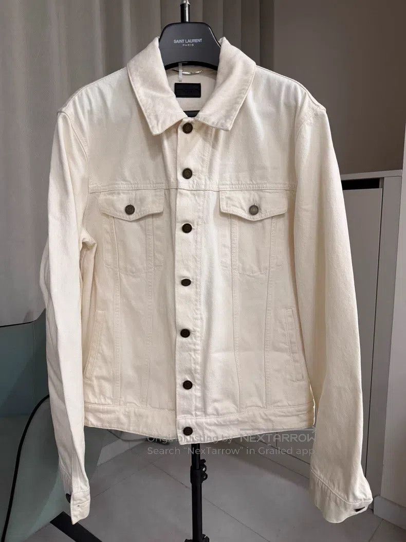 Saint Laurent Paris Saint Laurent Paris Beige Denim Jacket Size US M / EU 48-50 / 2 - 1 Thumbnail