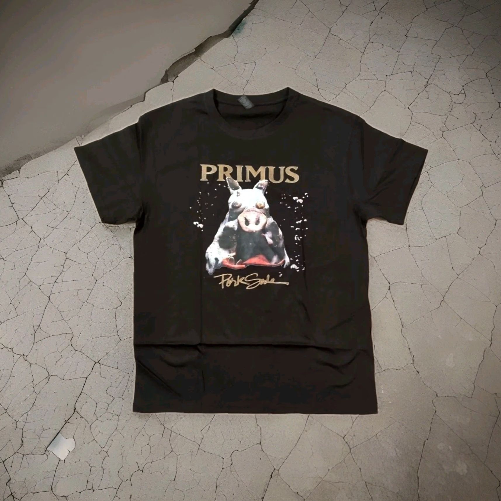 Vintage Primus Pork Soda T-Shirt Mens Regular Black Large 43" Chest 29" Long Graphic Print 90s Music Rock Animals Art Band Classic Short Sleeve Cotton Knit Size US L / EU 52-54 / 3 - 2 Thumbnail