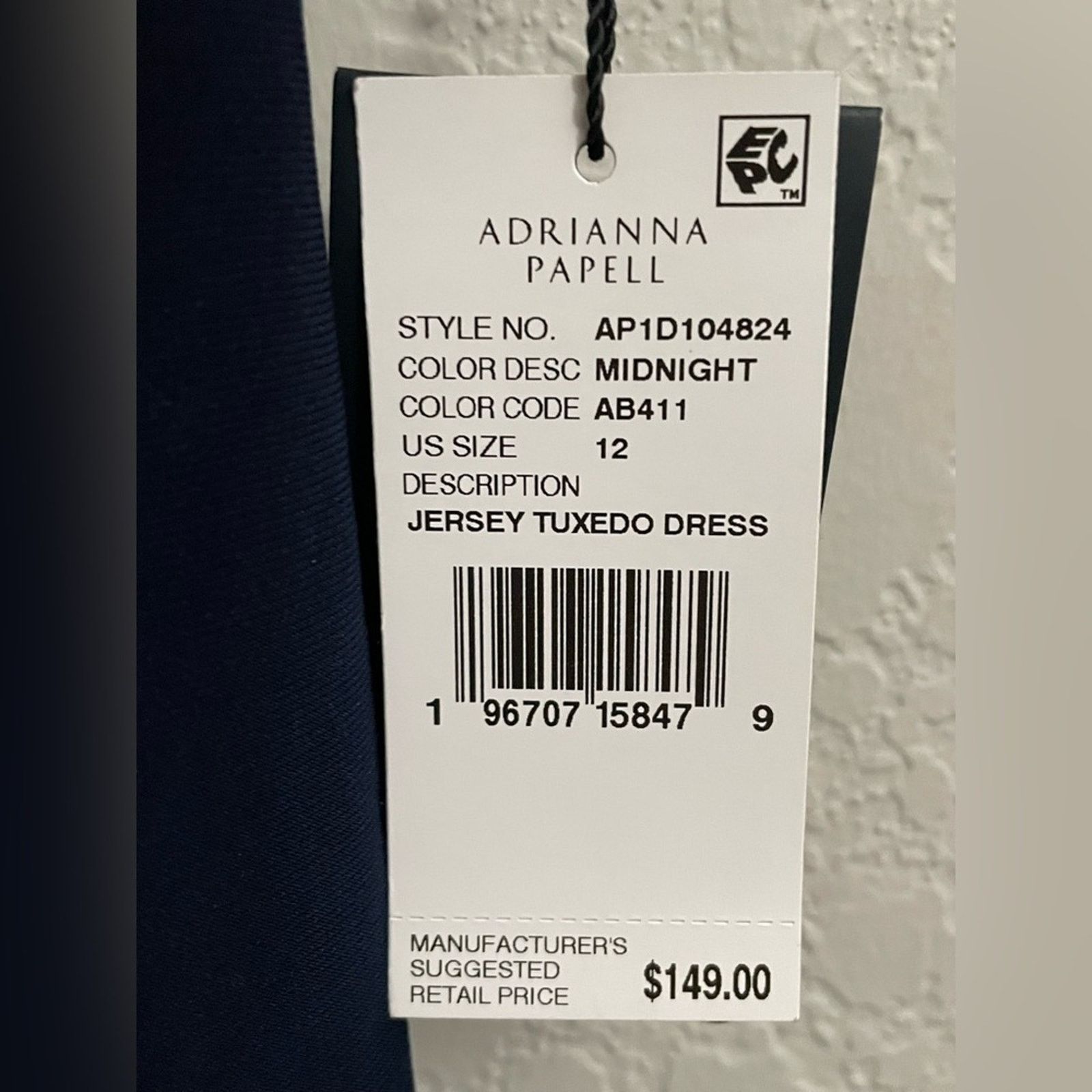 Adrianna Papell Adrianna Papell Jersey Tuxedo Dress in Midnight - Women 12 Size XL / US 12-14 / IT 48-50 - 3 Thumbnail