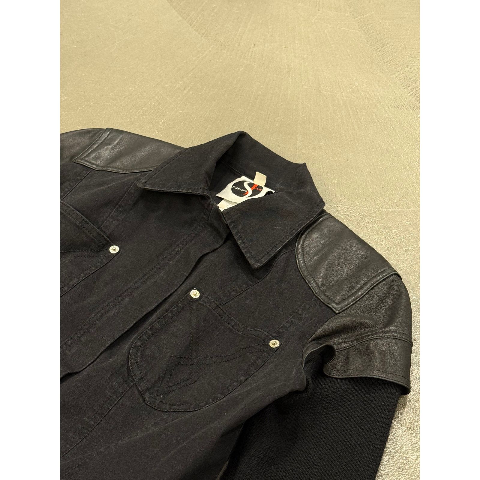 plein sud 2000s Plein Sud hybrid biker jacket with leather shoulders Size US L / EU 52-54 / 3 - 3 Thumbnail