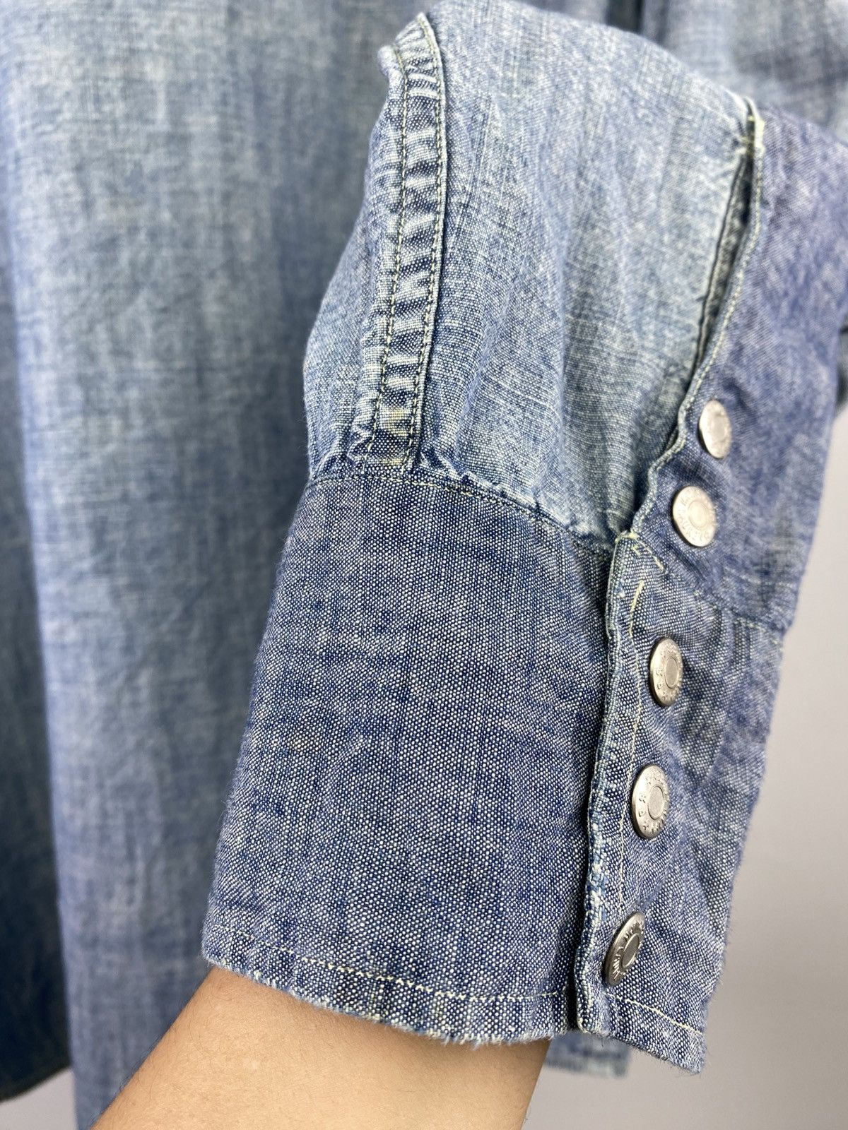 RRL Ralph Lauren 2000's Double RL Chambray Shirt Size US XL / EU 56 / 4 - 15 Thumbnail