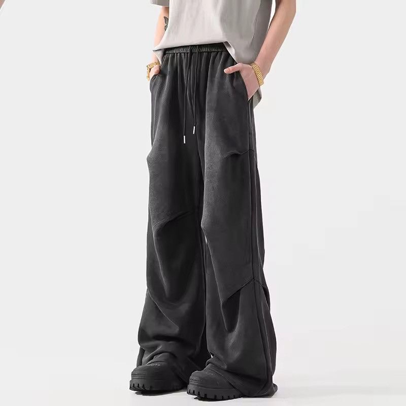 Japanese Brand Pleated Straight Washed Long Wide Leg Sweatpants Size US 33 - 1 Thumbnail