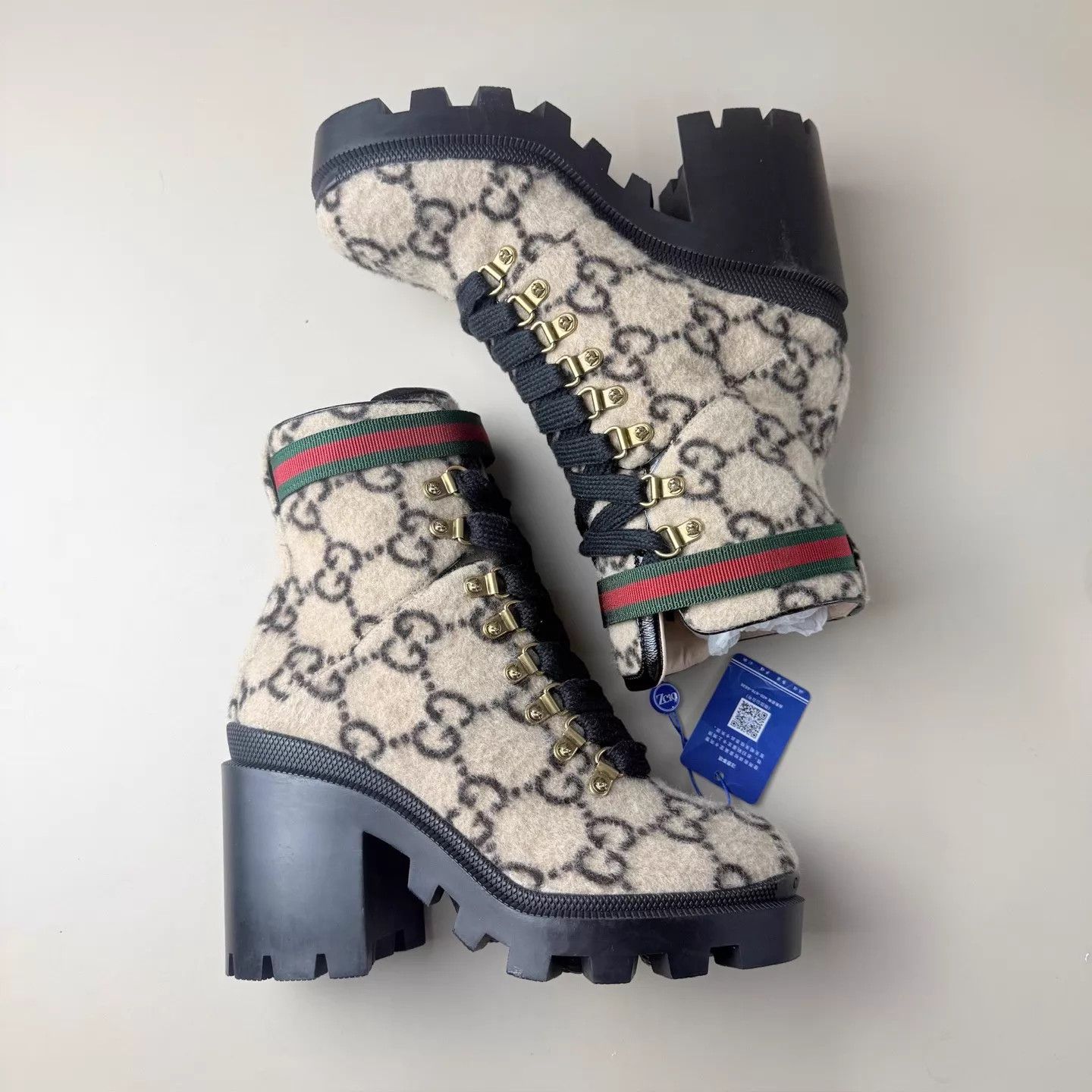 Gucci GUCCI Black Brown GG Print Platform Ankle Boots Size US 6 / IT 36 - 4 Thumbnail