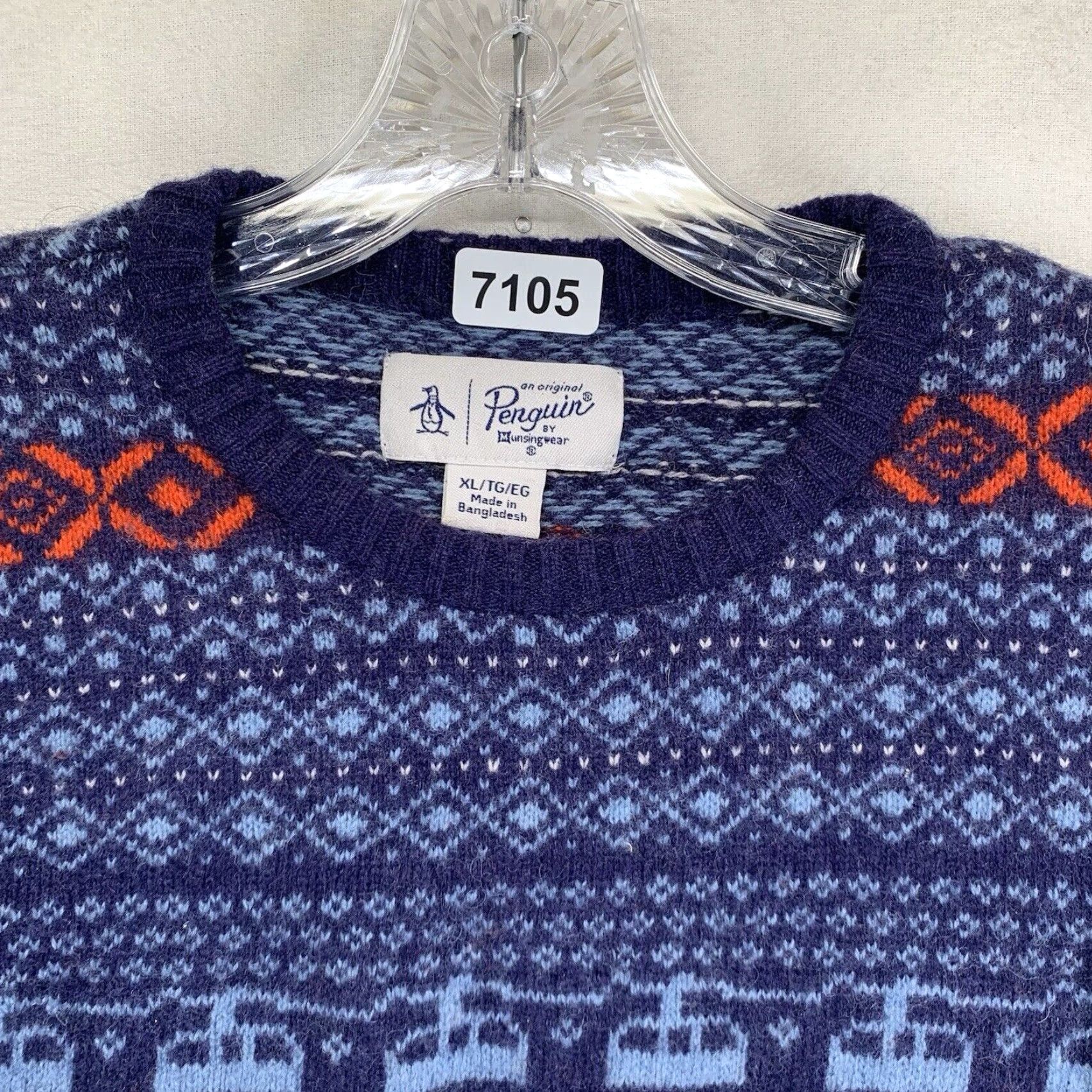 Original Penguin Vintage Men's XL Sweater Wool Nylon Fair Isle Pattern Crew Neck Pullover Fall Winter Retro 80s 90s Size US XL / EU 56 / 4 - 5 Thumbnail