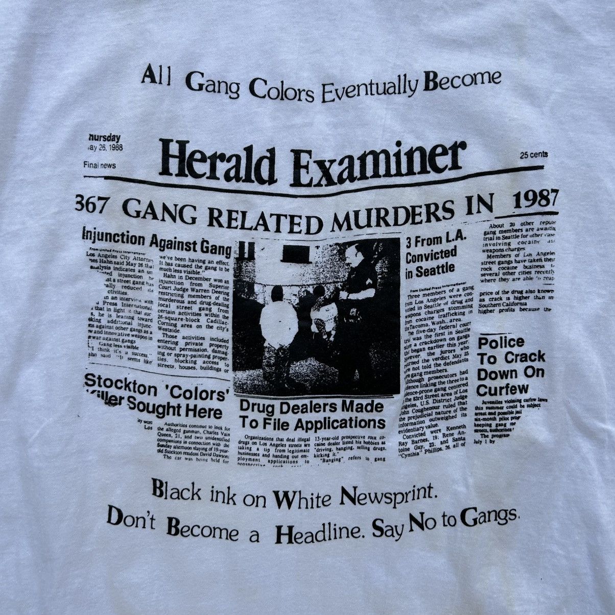 Vintage Vintage 80s Los Angeles Say No To Gangs Shirt Size XL Size US XL / EU 56 / 4 - 2 Thumbnail
