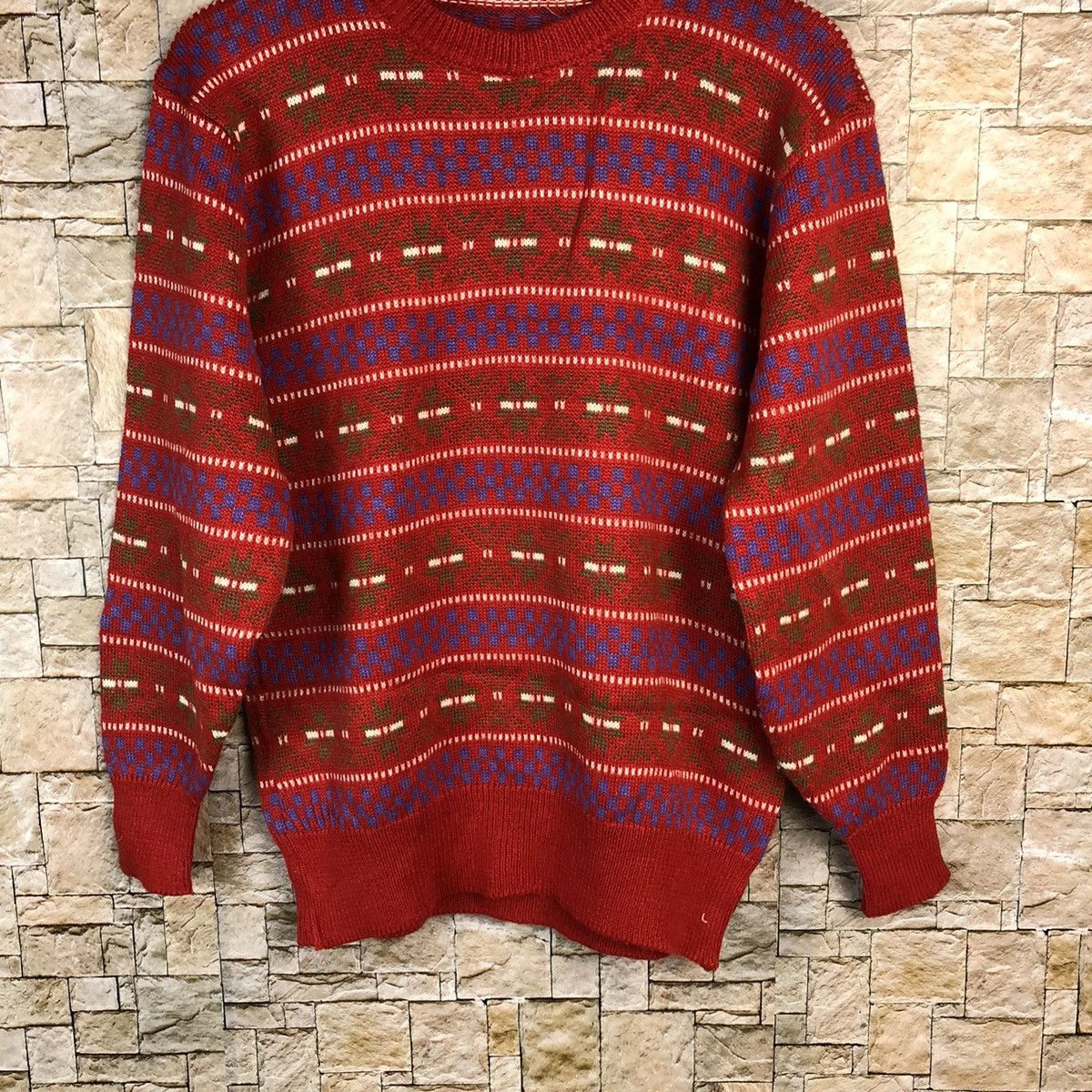 Homespun Knitwear × Japanese Brand New & Wind art Red Knitwear sweatshirt #A841 Size M / US 6-8 / IT 42-44 - 3 Thumbnail