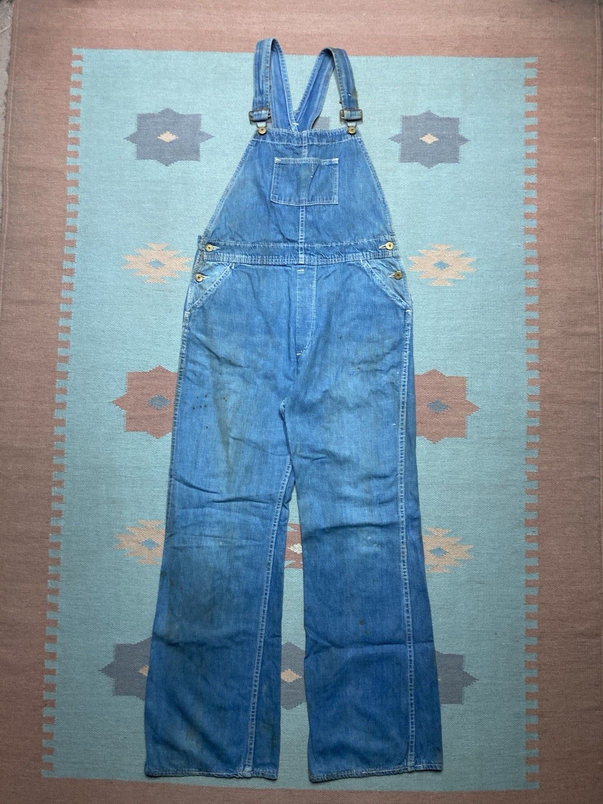 Vintage 60s sweet Orr denim overalls ace of spades faded farm 33x32 Size US 33 - 1 Thumbnail