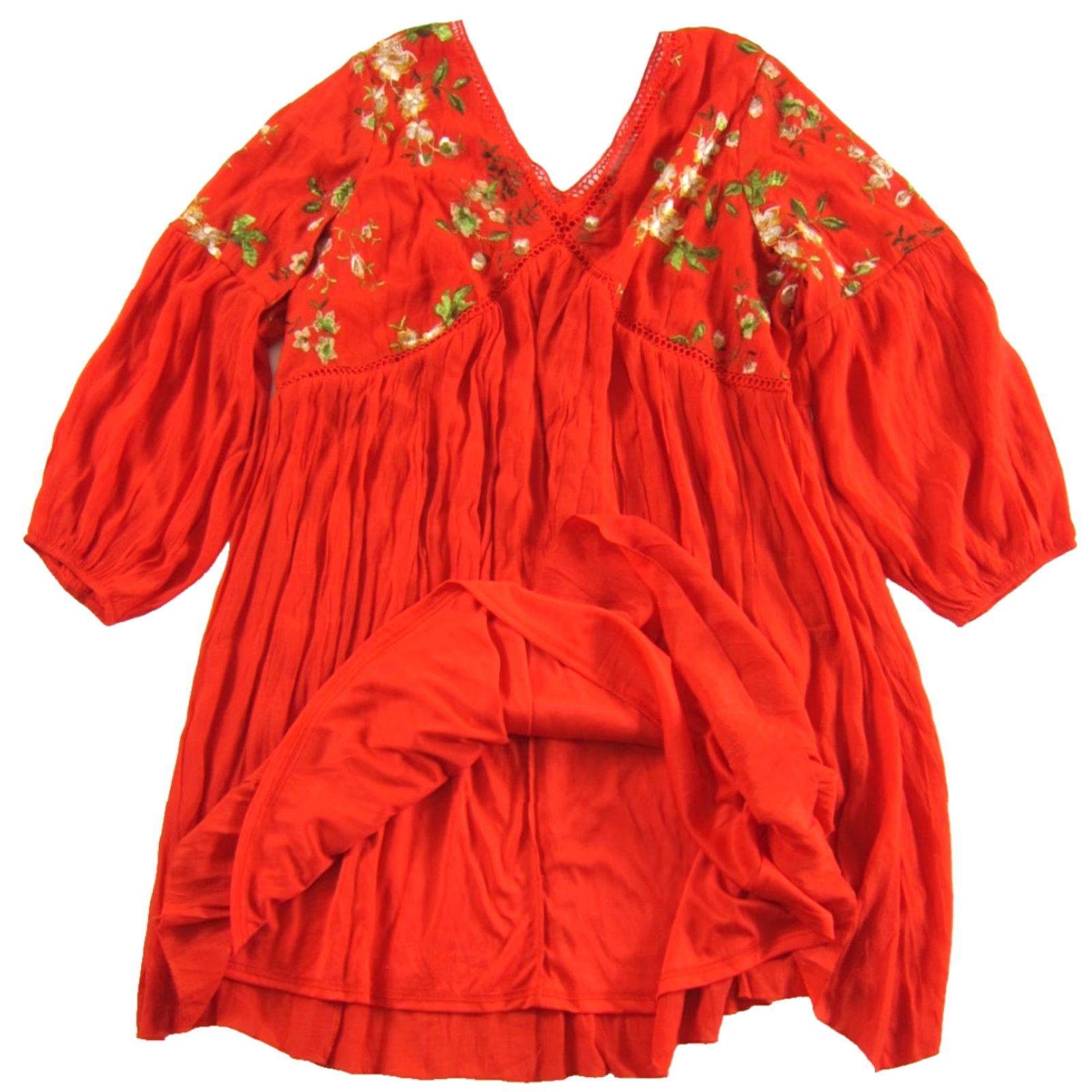 orange smock dress The Gauze Open-Back tiered skirt in a midi silhouette Orange Short Sleeve Smocked Midi