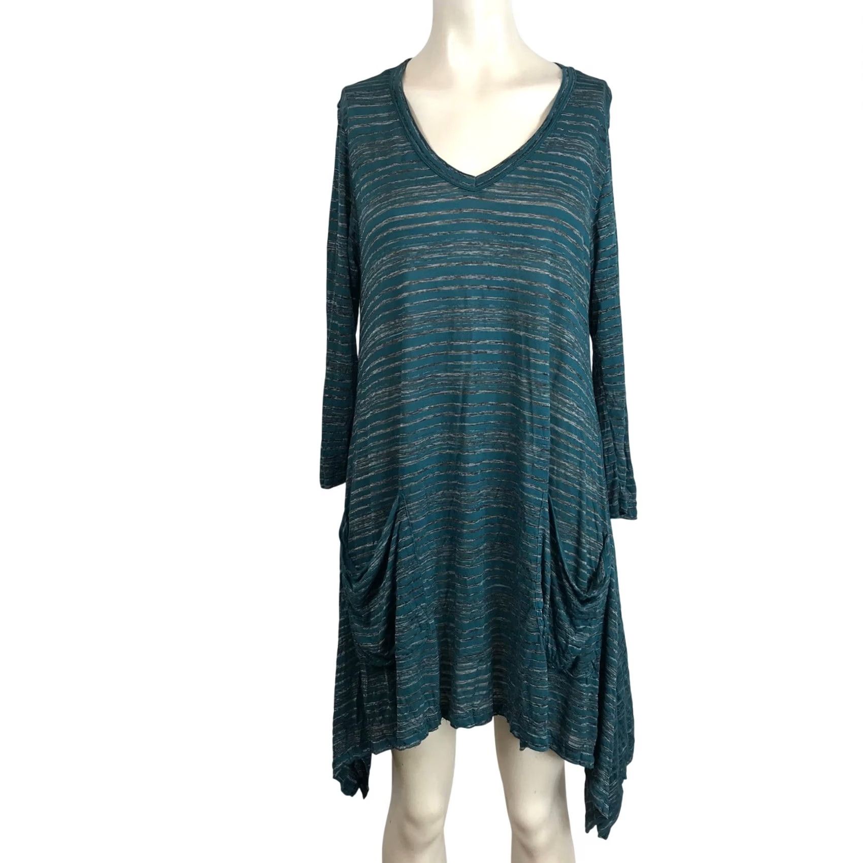 Altea VINTAGE? Comfy USA Teal Stripe Pocket Tunic Dress XS Size XS / US 0-2 / IT 36-38 - 2 Thumbnail