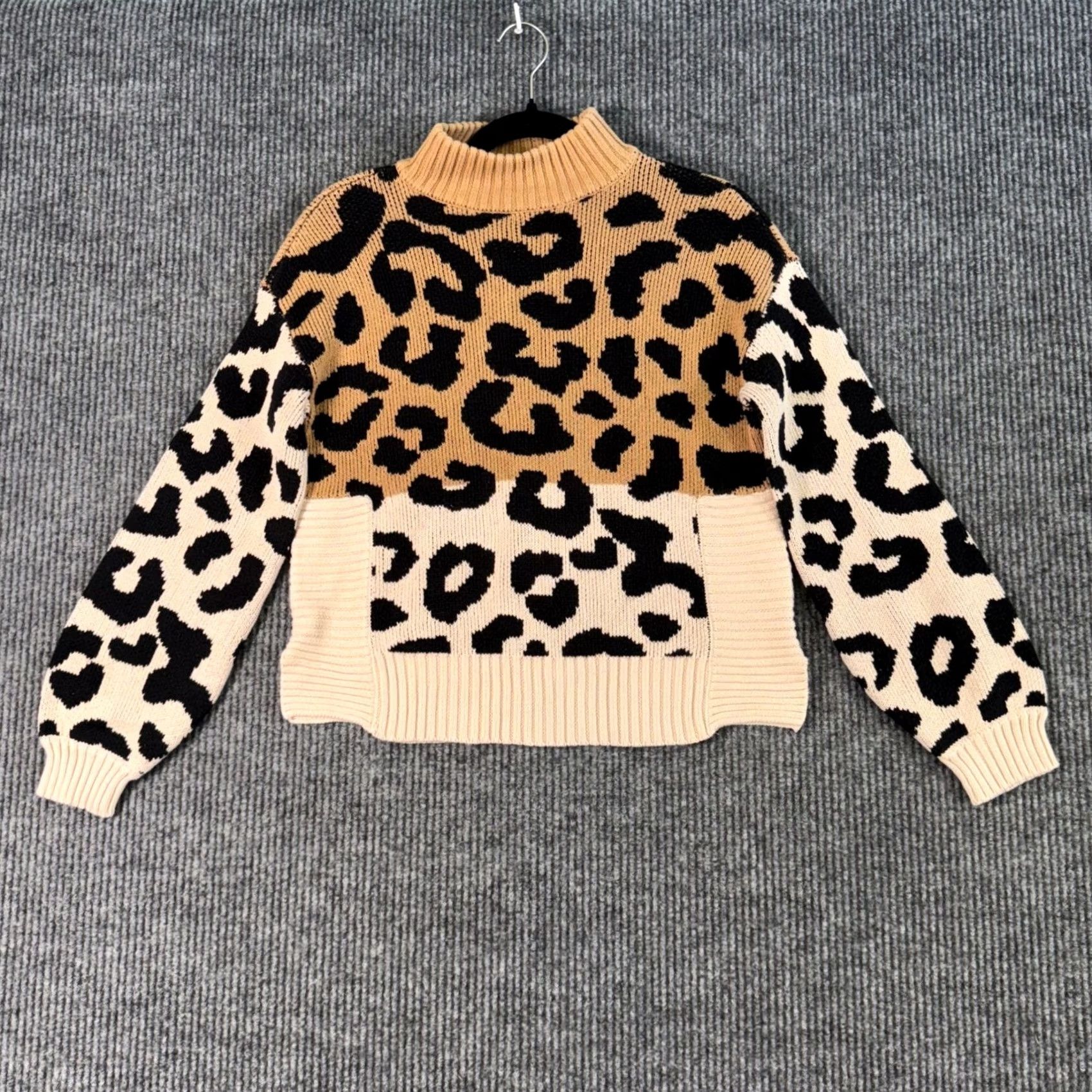 Nine West Nine West Womens M Leopard Print Mock Neck Sweater Knit Pullover Statement Top Size M / US 6-8 / IT 42-44 - 2 Thumbnail