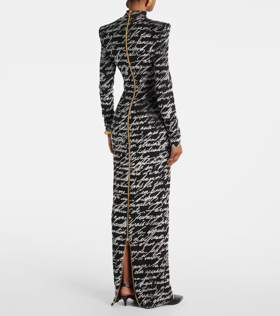 Balmain o1s1wg110526 Love Letter Jacquard Gown in Black Size M / US 6-8 / IT 42-44 - 3 Thumbnail