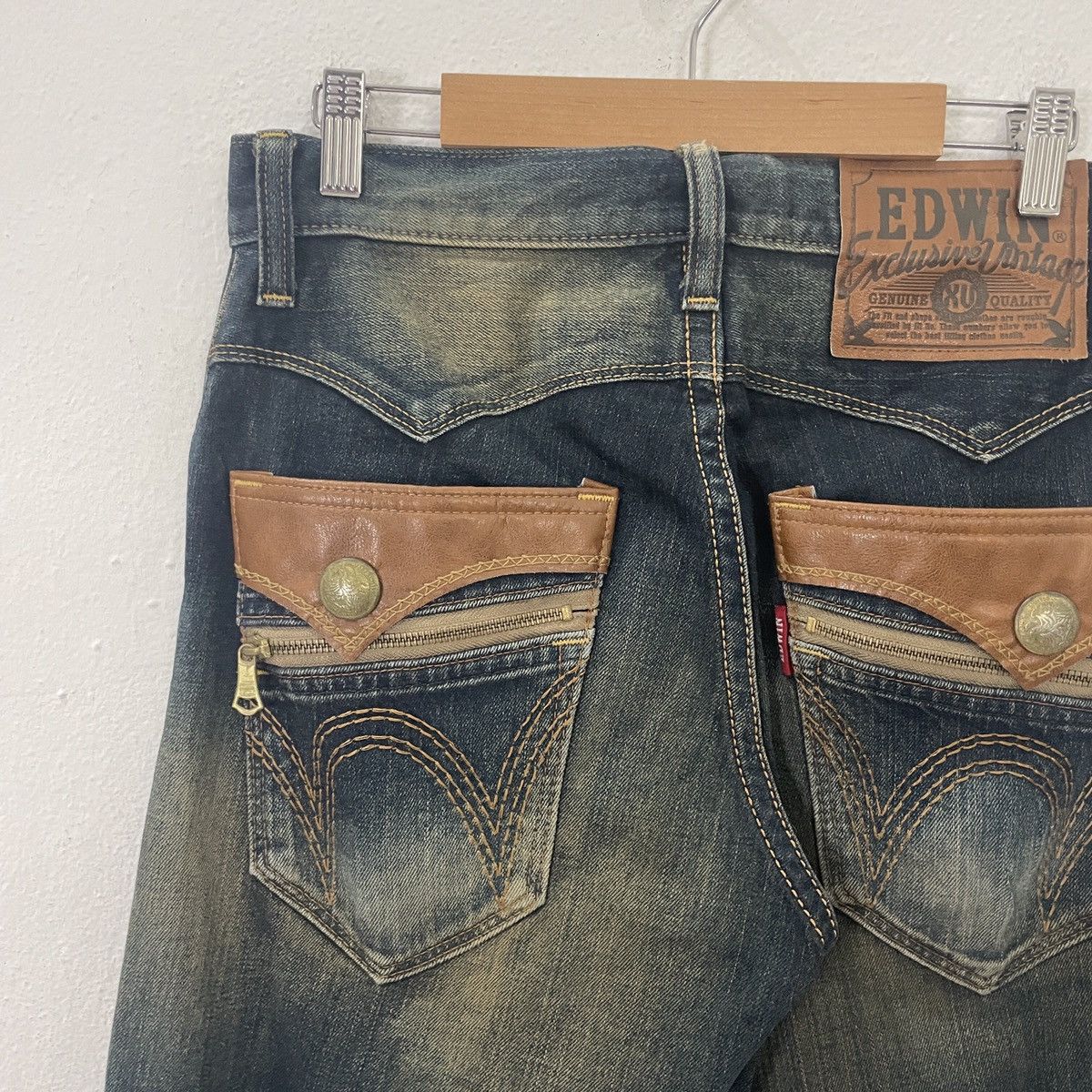 Edwin Vintage Edwin Cowboy Motive Distressed Denim Jeans Size US 30 / EU 46 - 3 Thumbnail