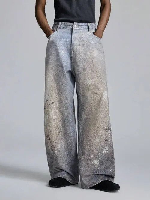 Jean Aikawa x Fuka Washed Painted Jeans Fashion Wide Leg Size US 32 / EU 48 - 8 Thumbnail