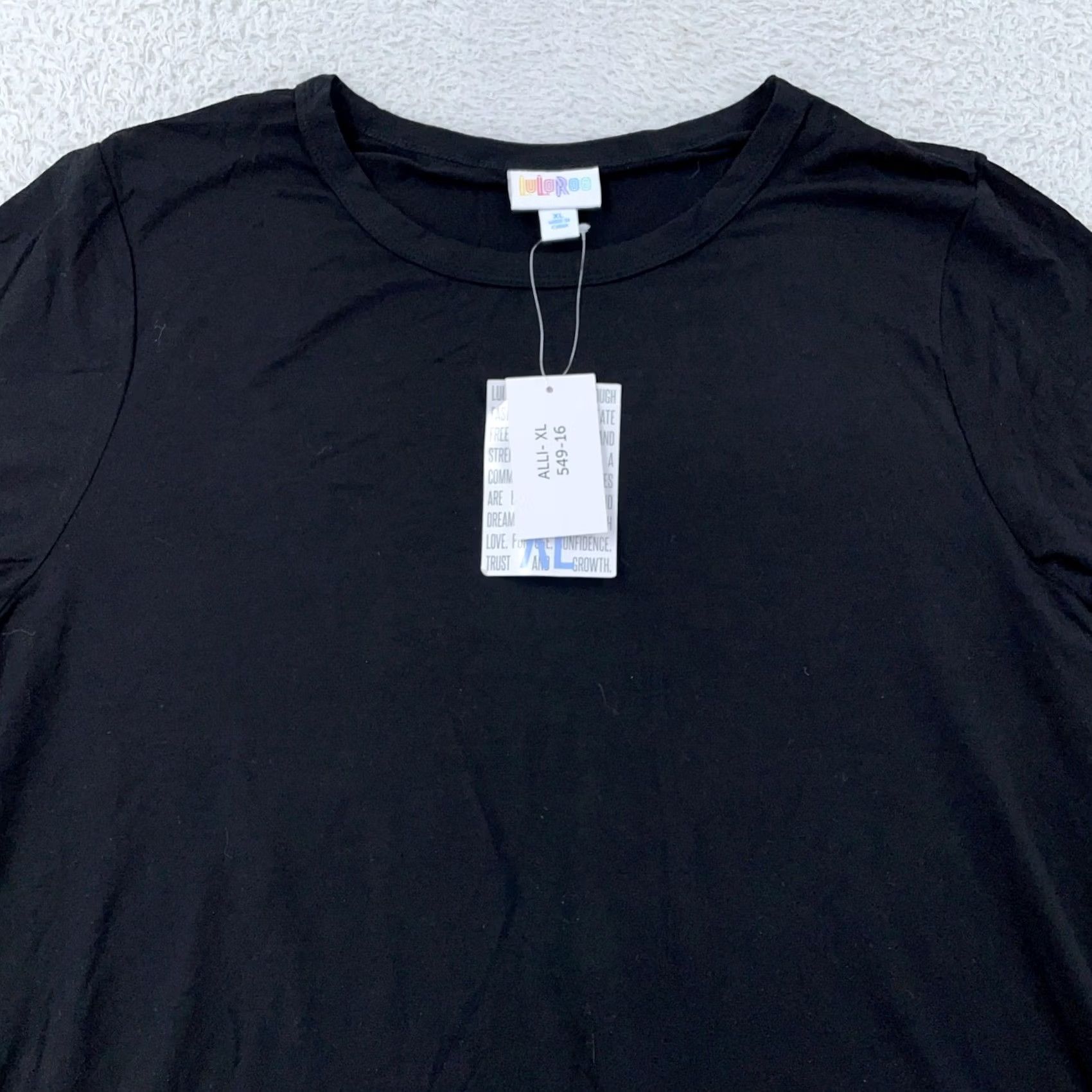 Vintage LuLaRoe Alli Shirt Womens XL Black Crewneck Short Sleeve Soft Rayon Spandex Tee Size XL / US 12-14 / IT 48-50 - 2 Thumbnail