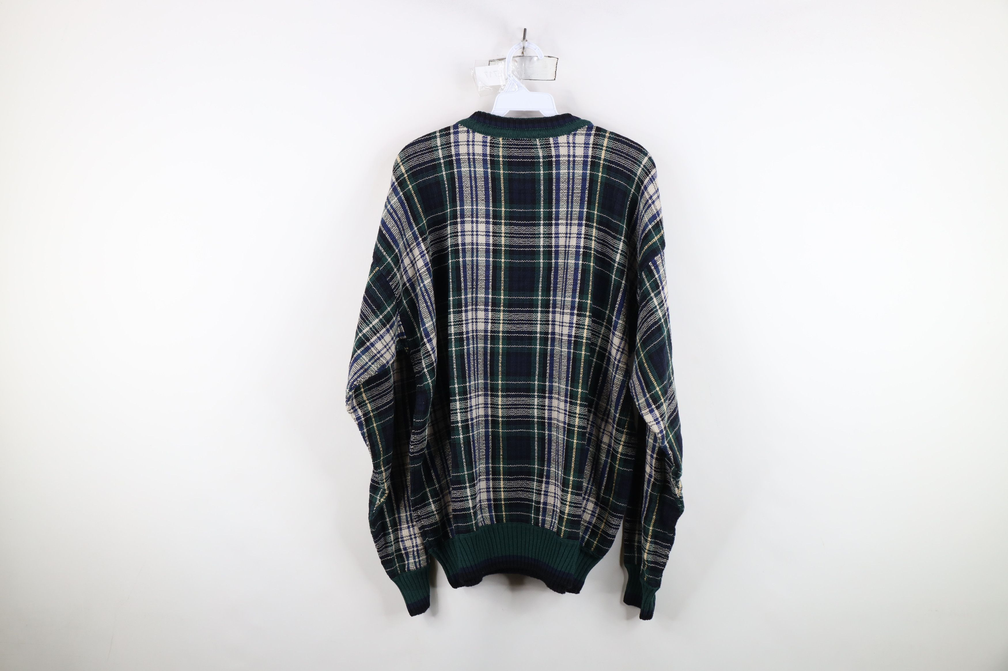 Vintage Vintage 90s Streetwear Cotton Knit Crewneck Sweater Plaid Size US M / EU 48-50 / 2 - 9 Thumbnail